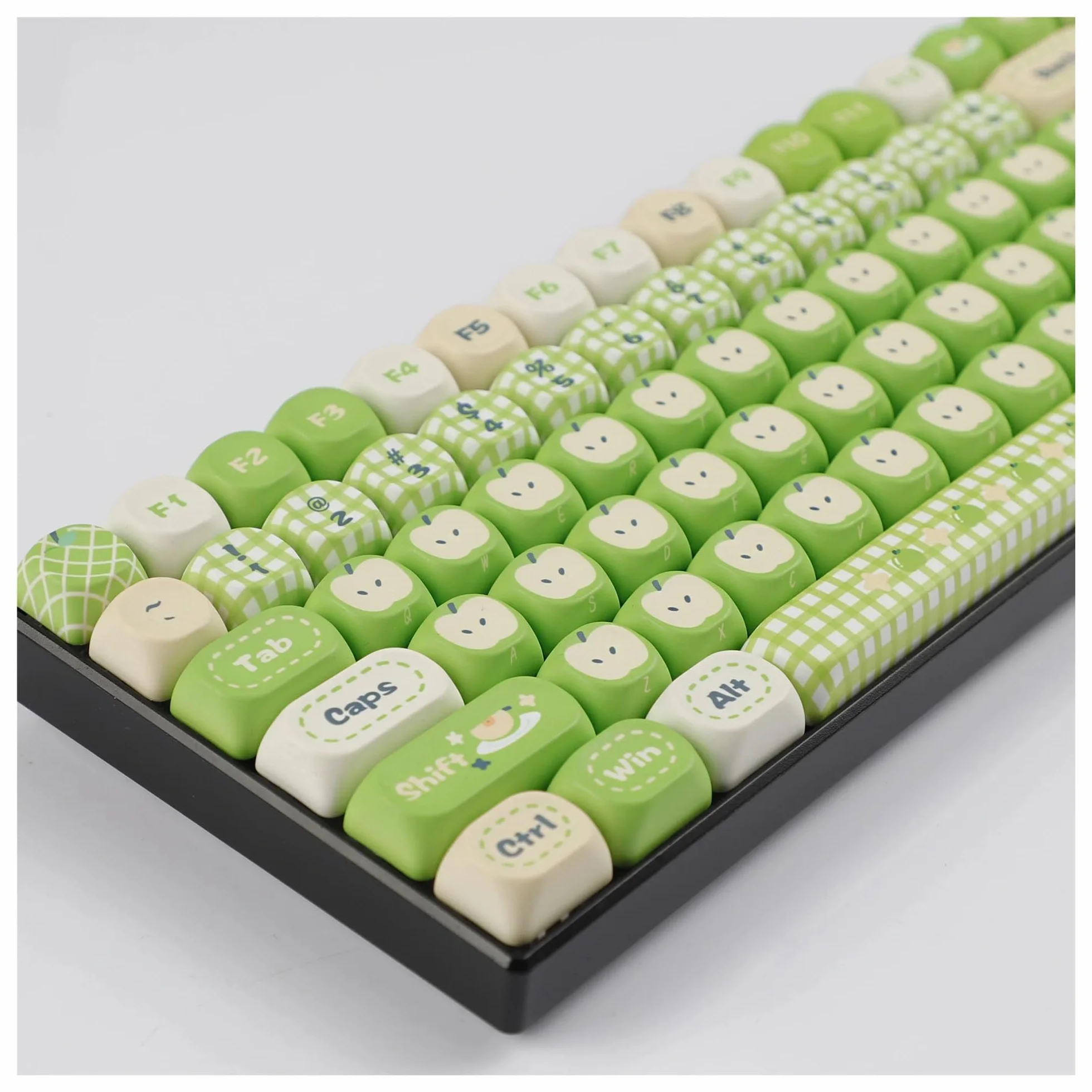 Red Green Apple MOA PBT Dye Sub Keycaps for 61/68/75/87/98/104/108 MX Keyboard, Soft Lightweight(97 Keys Green)