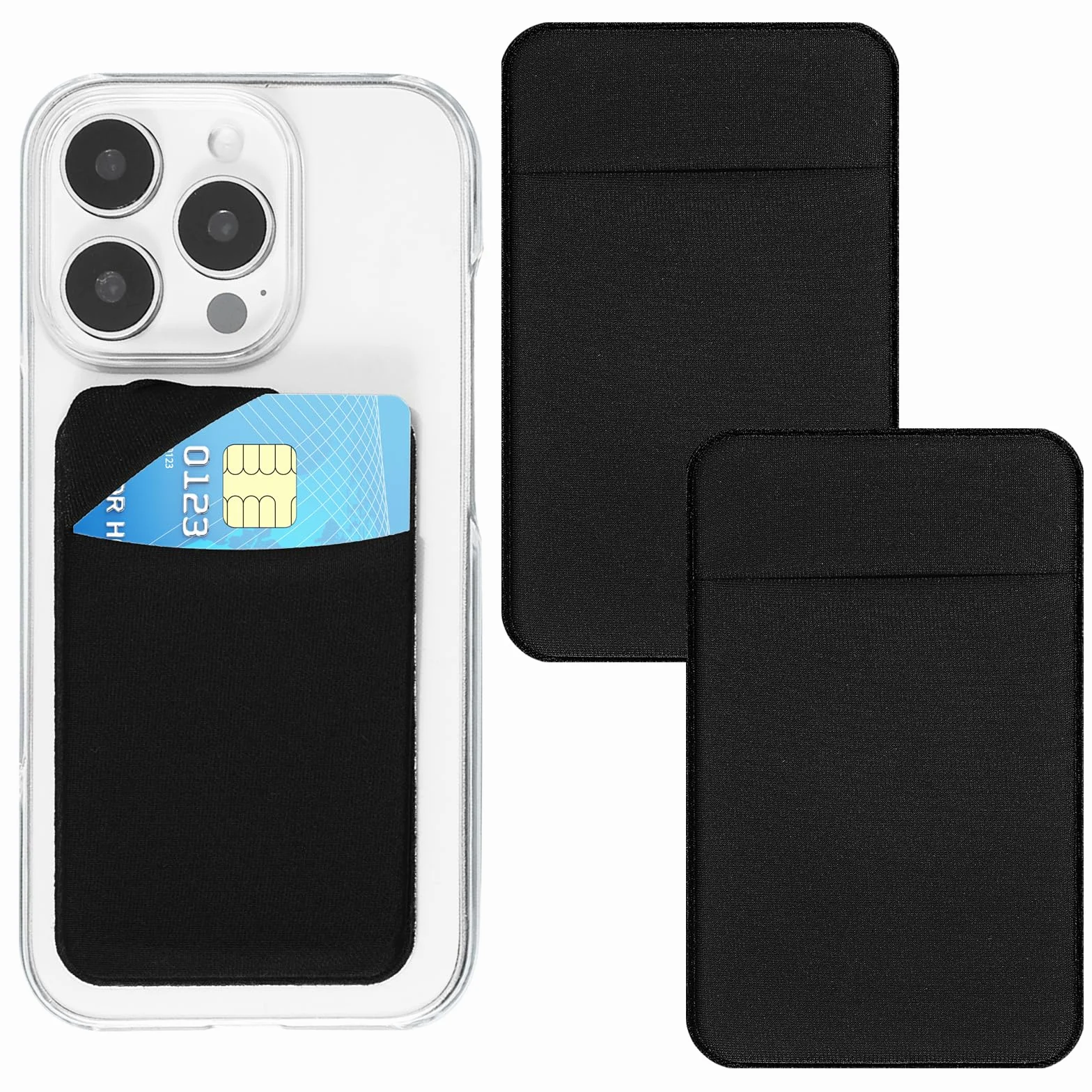 Oruola Samoprzylepne etui na karty, 3 sztuki, przegródki na karty, etui na telefon komórkowy, etui na karty, ochrona RFID, ochrona przed oszustwami na kartach kredytowych, kolor czarny
