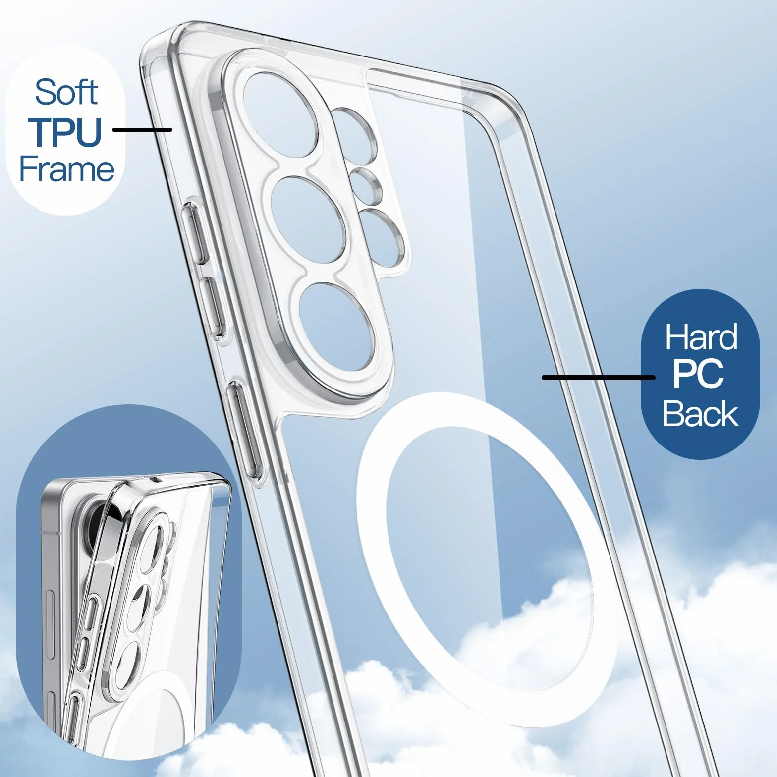 JETech Magnetyczne Etui Samsung Galaxy S26 Ultra MagSafe Pełna Ochrona Obudowa Odporna na Wstrząsy Przezroczyste