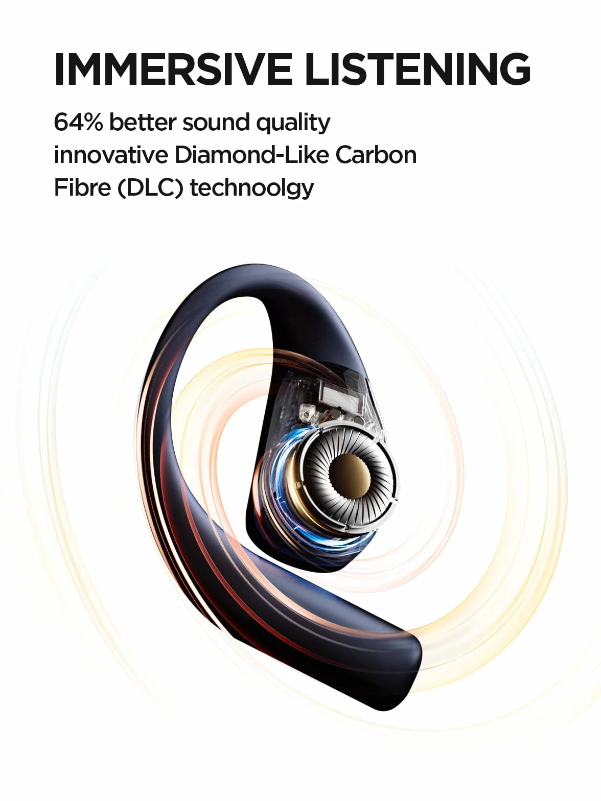 1MORE S70 Open Ear słuchawki Bluetooth 5.3, bezprzewodowe słuchawki douszne z 4 mikrofonami, więcej basów, akumulator 40 h, szybkie ładowanie, pałąk Balance AIR+, IPX5, redukcja szumów połączeń,
