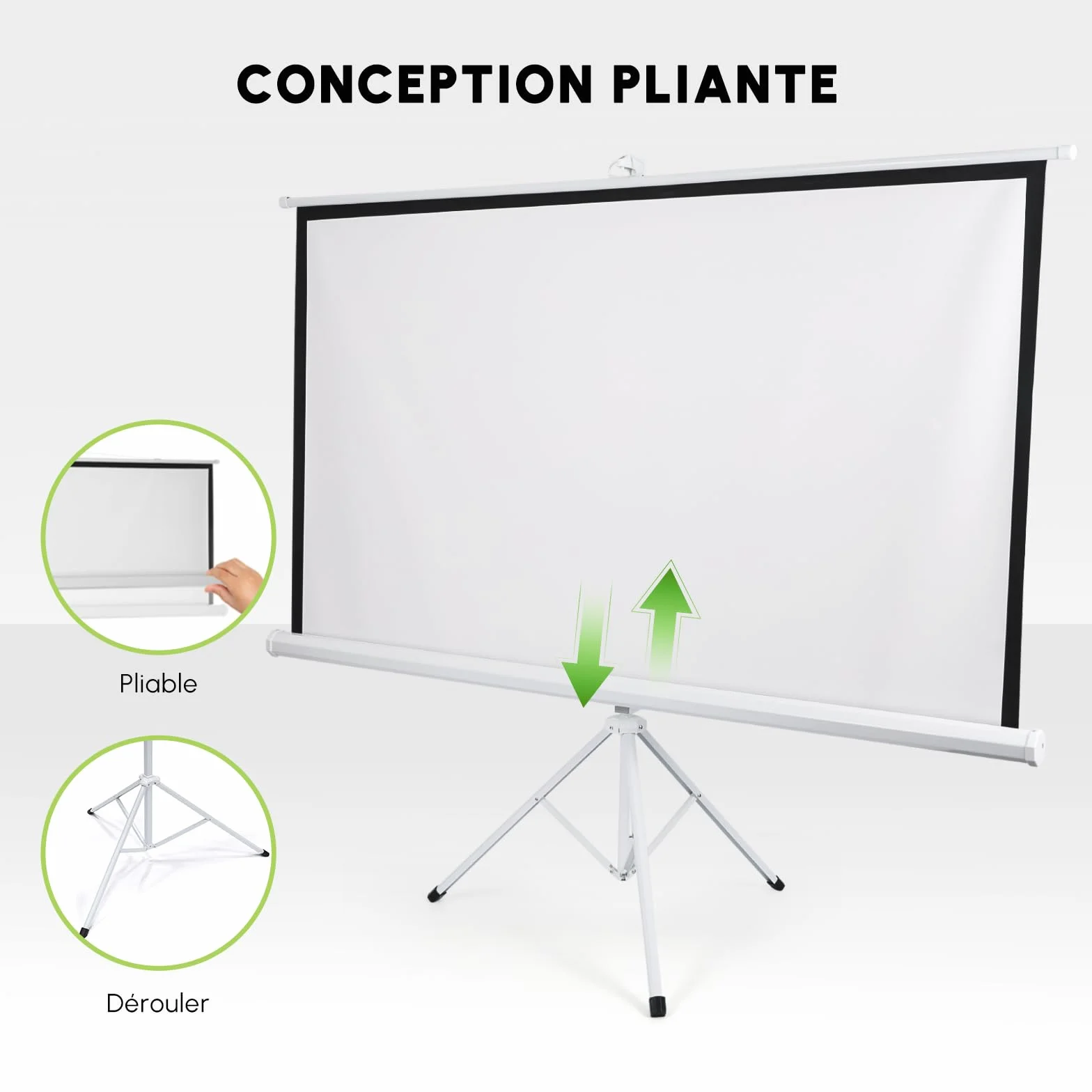 Fabulcozy Ekran projekcyjny ze statywem z regulacją wysokości, 84-calowy projektor wideo 171 L x 131H cm do kina domowego i biznesowego Format 4:3