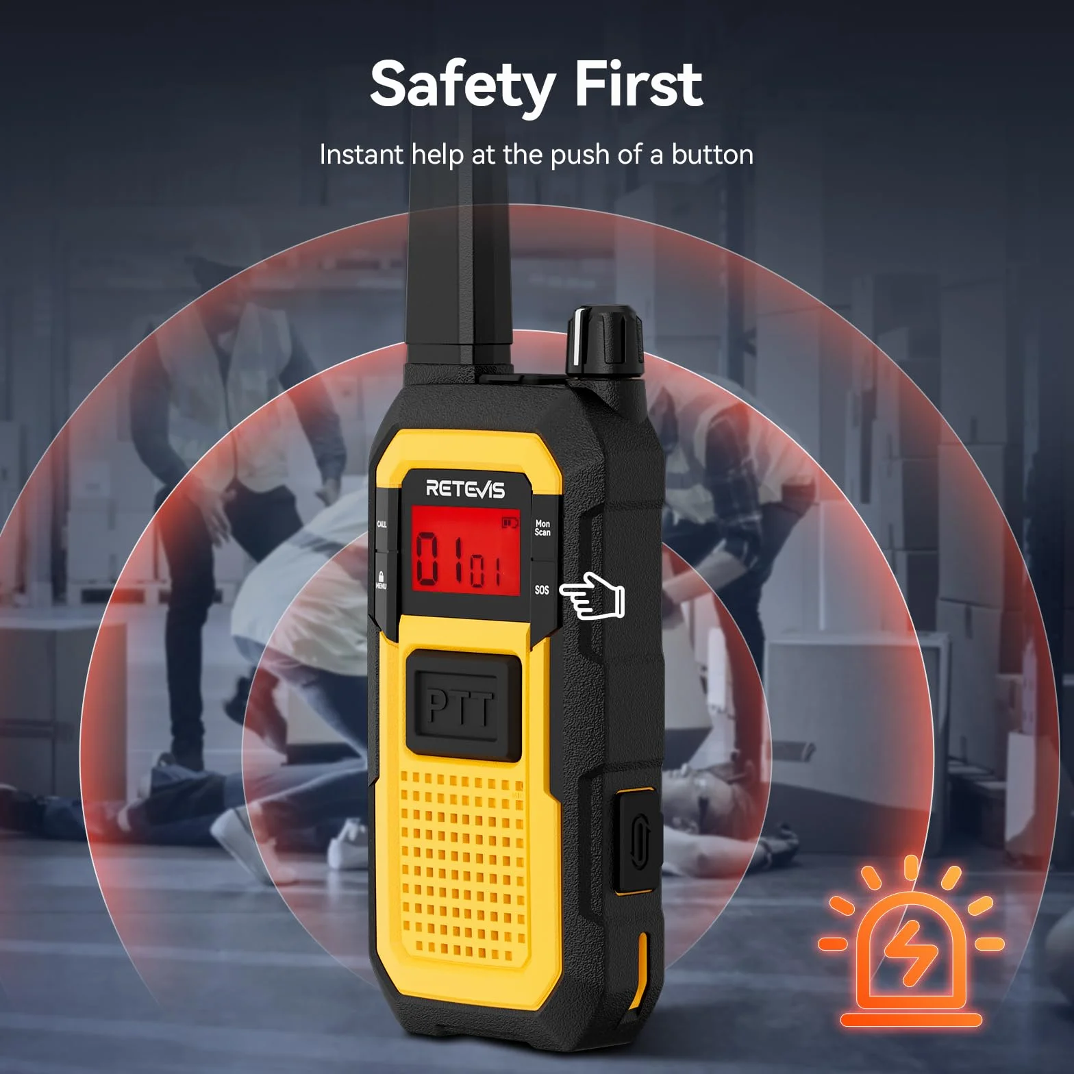 Retevis RB648 Walkie Talkies for Adults, Wodoodporne Krótkofalówki IP67, 2000 mAh, Podwójny PTT, Heavy Duty, SOS Vibration Professional, Wyposażony w ładowarkę 10-portową (10 Szt, Żółty)