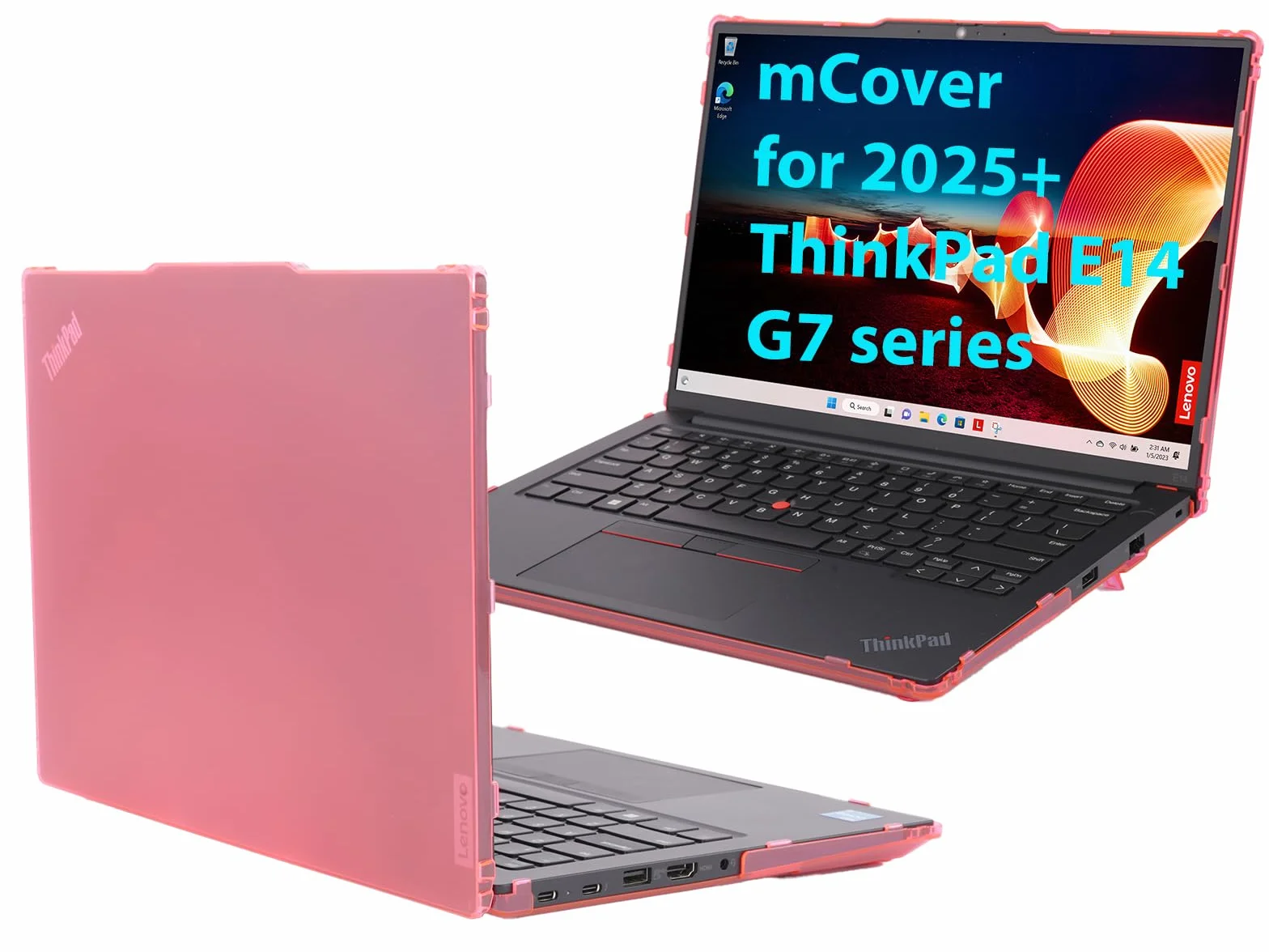 mCover Twarde etui kompatybilne tylko z notebookiem z systemem Windows 2025-2027 35.6 cm Lenovo ThinkPad E14 Gen 7/8 (z zawiasem 180°, nie pasuje do innych modeli Lenovo), różowe