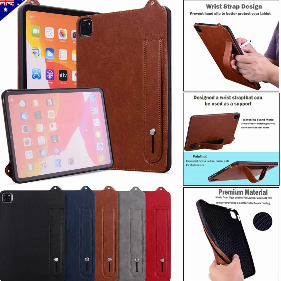 Generic Kompatybilne z iPadem Pro 27.9 cm (M4) 2024 (kolor: brązowy) skórzane etui z silikonowym paskiem na tył