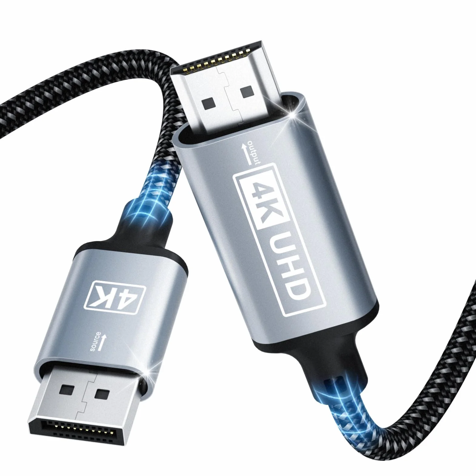 DisplayPort Auf HDMI,4K Displayport to HDMI kabel 5M,Unidirektionaler DP auf HD MI,Nylon Geflochten Displayports to HDMI Kompatibel mit Laptops,PC,Dell,HP,HDTV,Projektor AMD NVIDIA