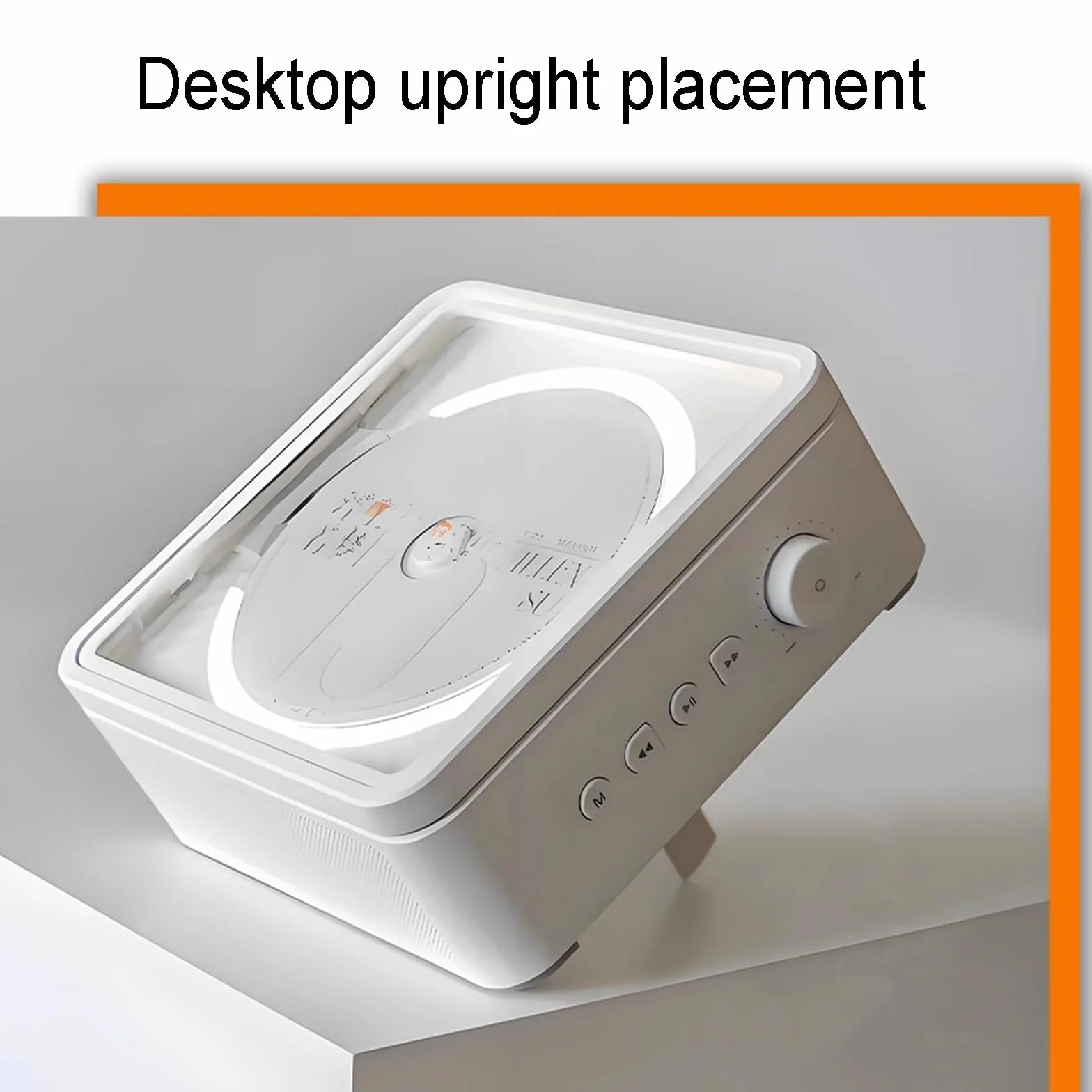 Odtwarzacz CD z Bluetooth, mini kanał Hi-FI z głośnikami, pierścień świetlny o zmiennej intensywności, stojak na biurko i ścianę, obsługa odtwarzania płyt CD/CD-R/CD-RW/MP3/WMA