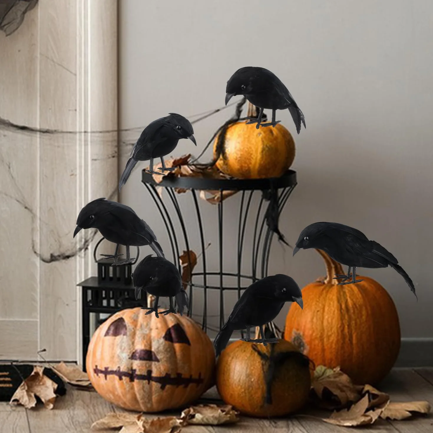 Fangoo 5 sztuk dekoracji na Halloween, realistyczne ręcznie robione czarne wrony