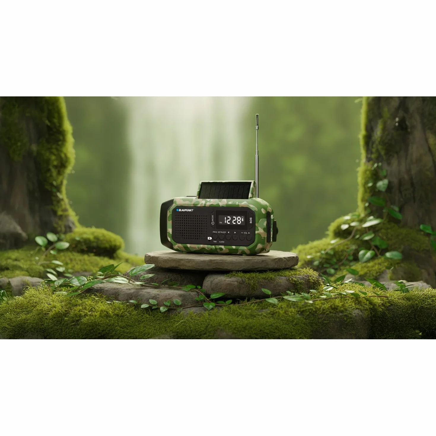 Blaupunkt ER20GC Radio awaryjne zasilane energią słoneczną AM FM Ręczny generator USB C Powerbank Latarka LED Lampa do czytania Alarm SOS Tuner PLL Camping Outdoor Travel Survival Compact 2000 mAh