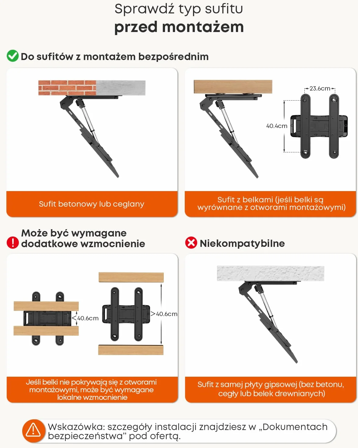 Elektryczny Uchwyt Sufitowy do TV Flip Down – Zmotoryzowany Uchwyt TV 37–86 Cali z Pilotem, Maks. Obciążenie 45 kg, VESA do 800x400 mm, Czarny