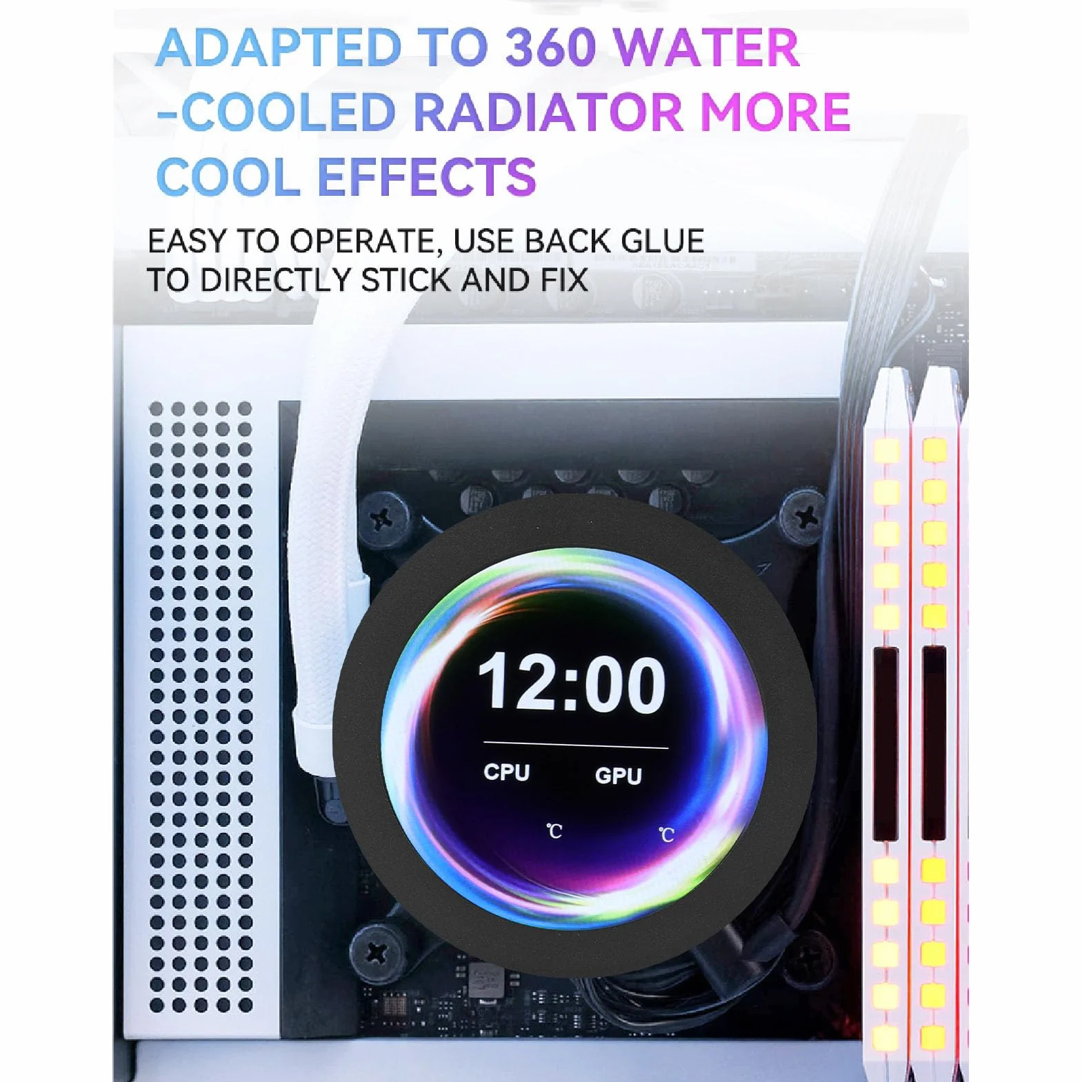 Zestaw do Modernizacji Wyświetlacza LCD z chłodnicą Procesora 2,1 Cala, Kontrola Temperatury w Czasie Rzeczywistym, Obrót o 360 Stopni, Wyświetlacz LCD IPS, Obudowa ze Stopu
