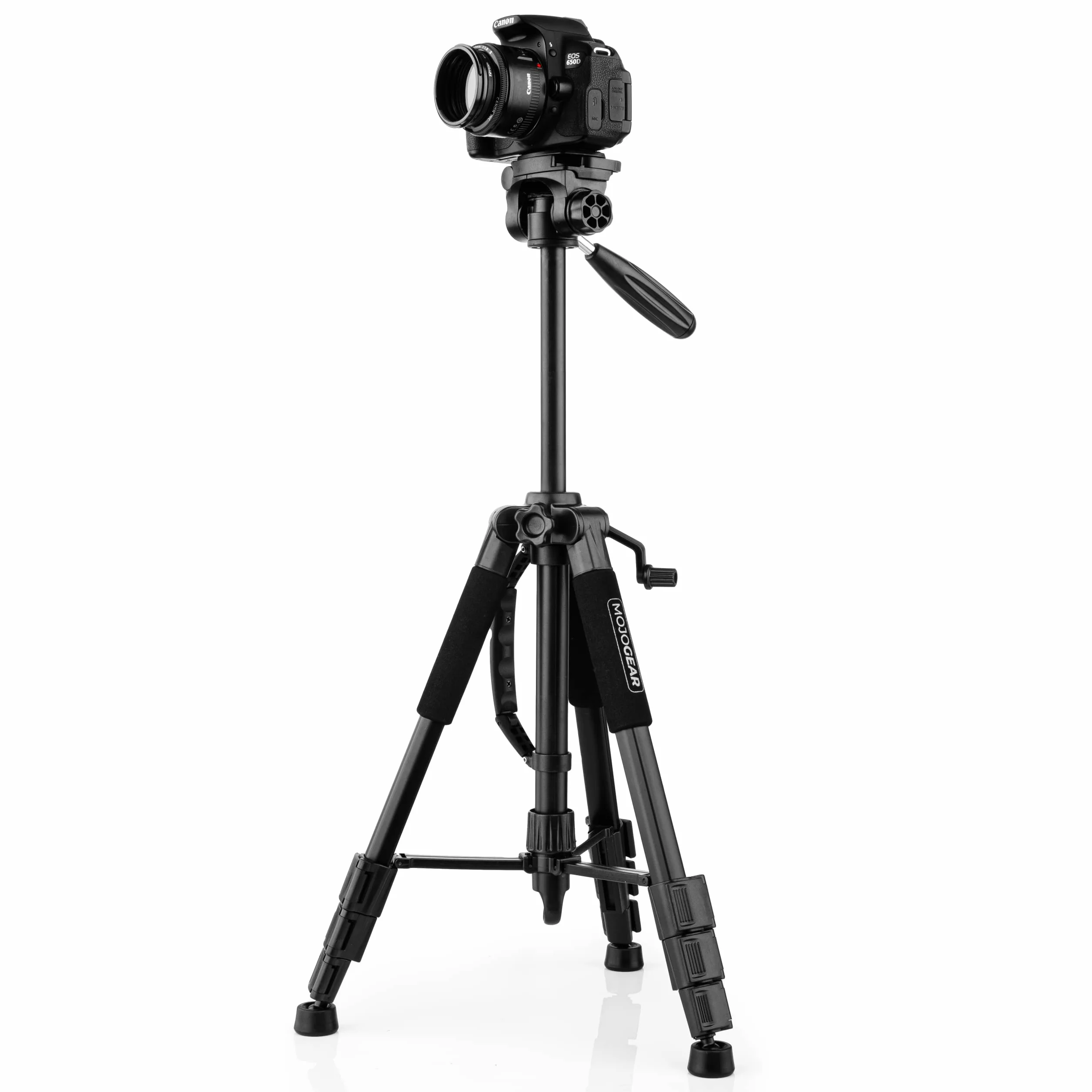 MOJOGEAR 140 cm statyw wideo z premium uchwytem na smartfona - aluminiowy statyw DSLR do aparatu i telefonu komórkowego, trójnóg podróżny, z 3-drożną głowicą kulową, płytką szybkiej wymiany, torbą
