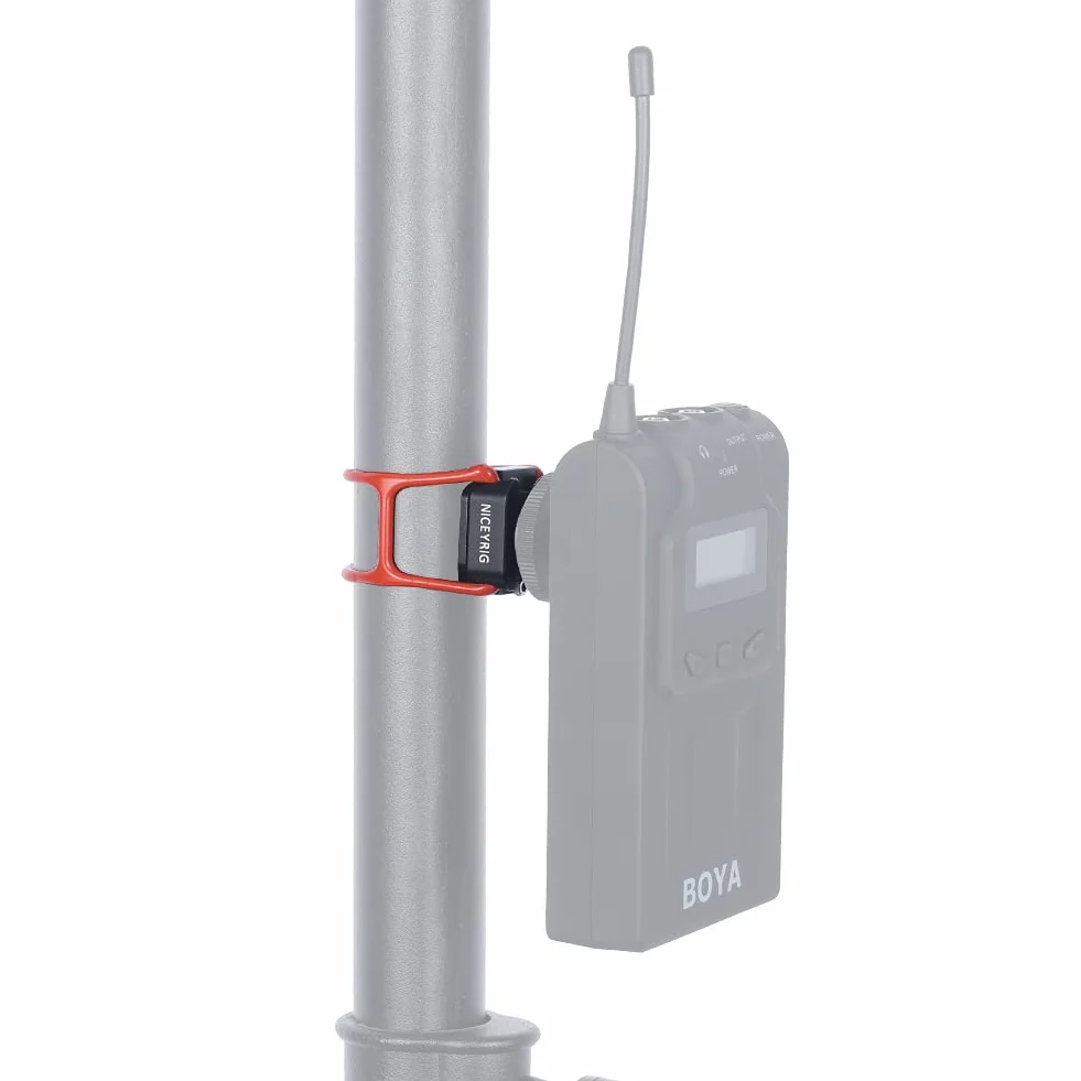 NICEYRIG Zacisk zimnej stopki z gumowymi taśmami do mikrofonu, monitora i świateł LED | Zacisk zimnej stopki, gumowe taśmy podtrzymujące, adapter zimnej stopki, uchwyt mikrofonowy, monitor i wspornik świetlny LED