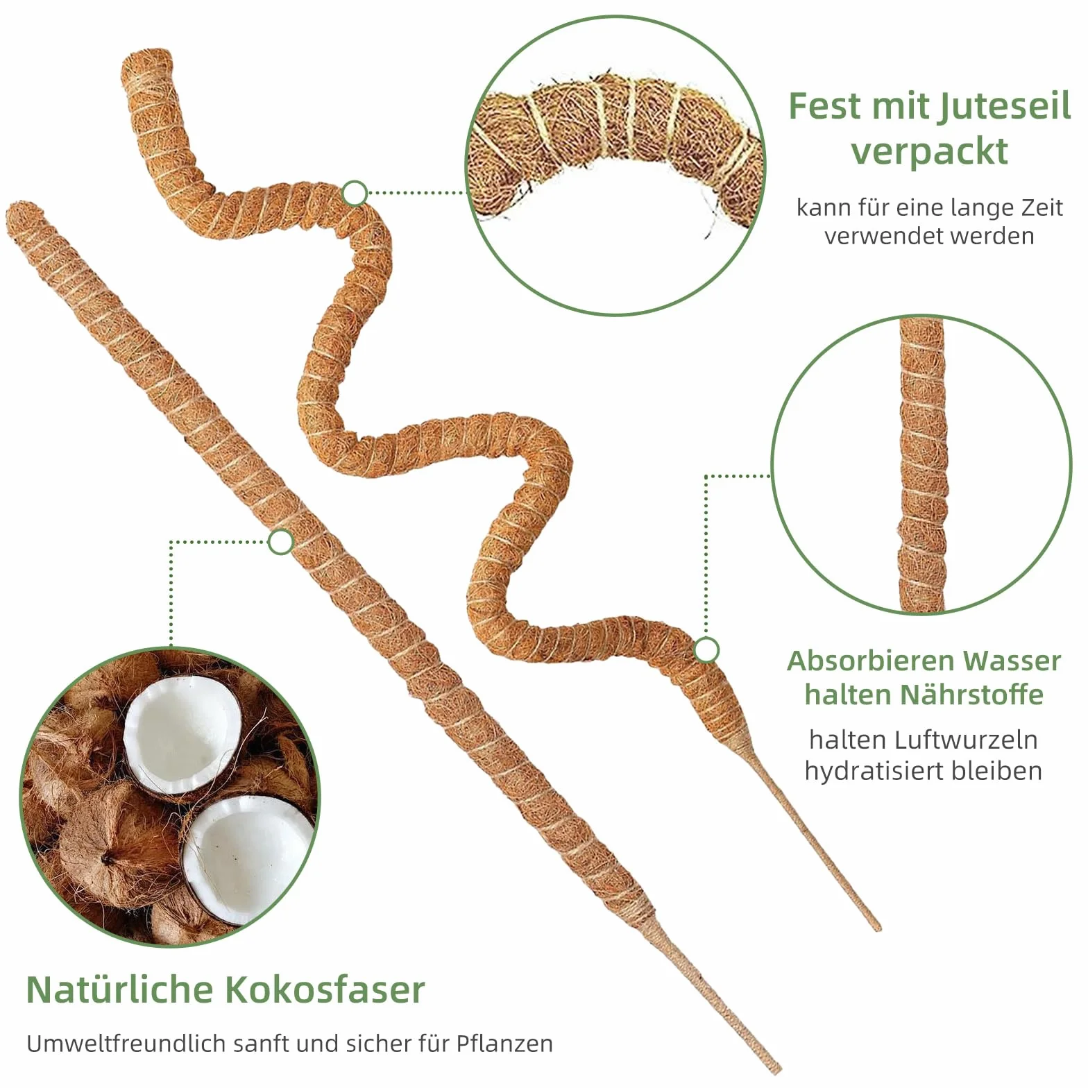 Podpórka wspinaczkowa Monstera 125cm, Kij mchowy dla Monstera z akcesoriami, Podpórka do roślin pokojowych, Wsparcie roślin dla roślin pnących w pomieszczeniach