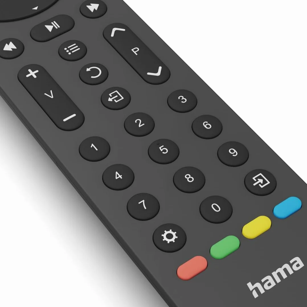Hama uniwersalny pilot 4w1 Netflix (Do TV, soundbara, odtwarzaczacza Blu-Ray, do maks. czterech urządzeń, tryb uczenia się, przycisk Netflix, Prime Video, Disney+, w zestawie 2x bateria AAA)