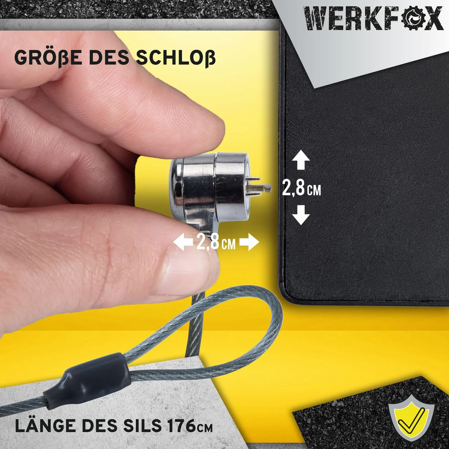 GOODS+GADGETS® Blokada Kensington do Laptopa - Linka 1,8 m z Kluczem | Stalowa linka zabezpieczająca 5 mm - pasuje do notebooka, MacBooka, projektora, monitora TFT