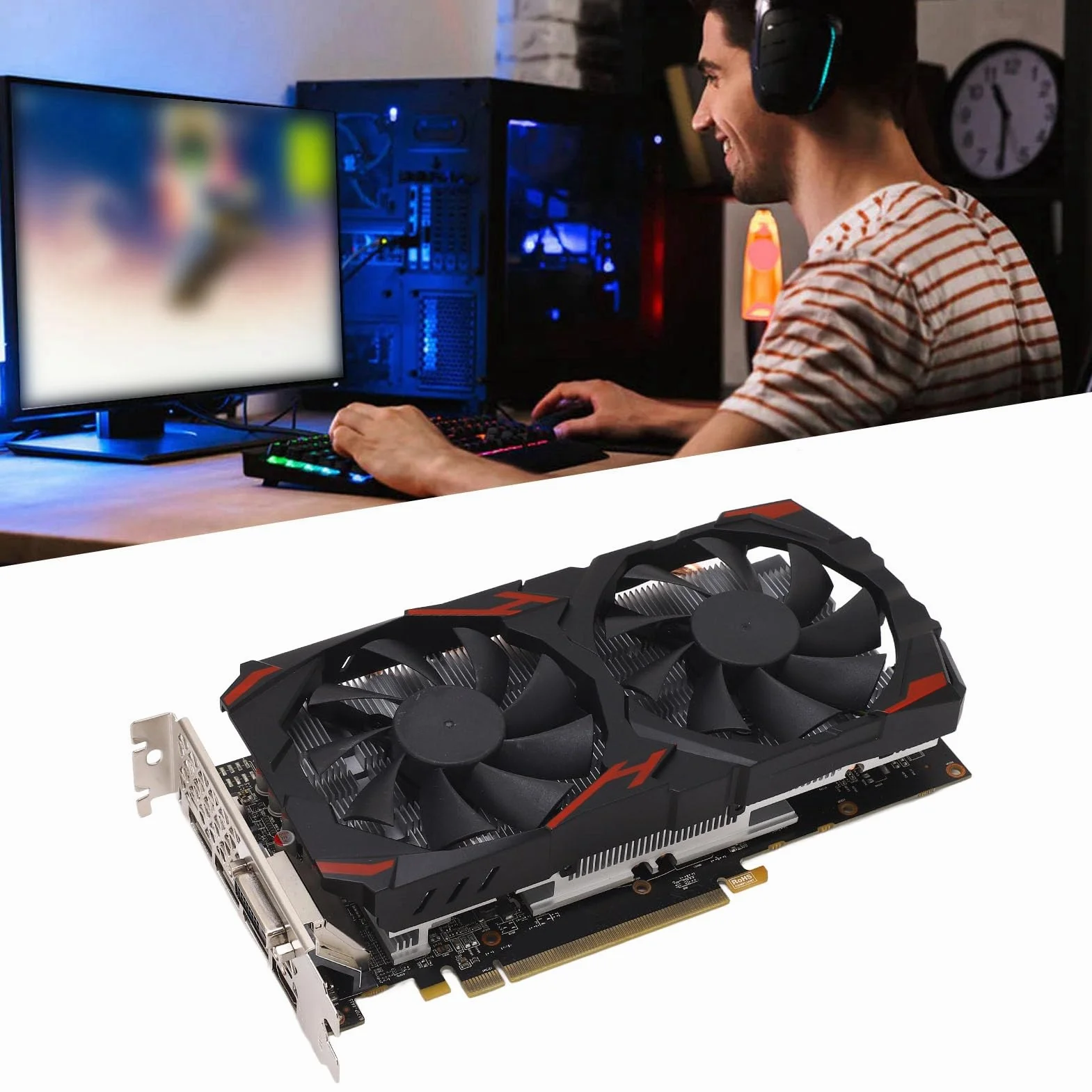 RX 580 8 GB Karta graficzna do gier Podwójny wentylator Komputer stacjonarny Plug and Play Cicha, wysoka wydajność (580 8G D5)