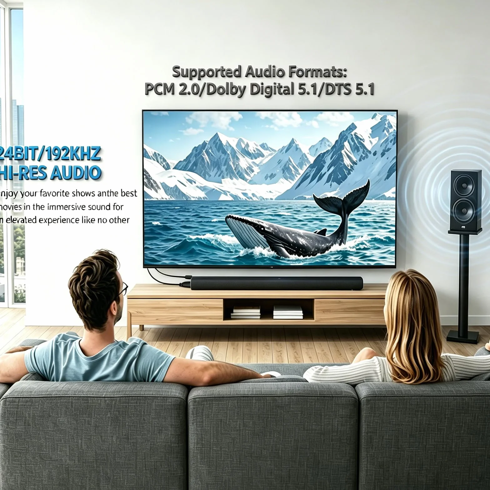 eSynic HDMI do optyczny Extractor Audio z kablem HDMI i SPDIF, obsługa formatu audio 5.1 i 2.0 dla HDTV do SoundBar Słuchawki bezprzewodowe