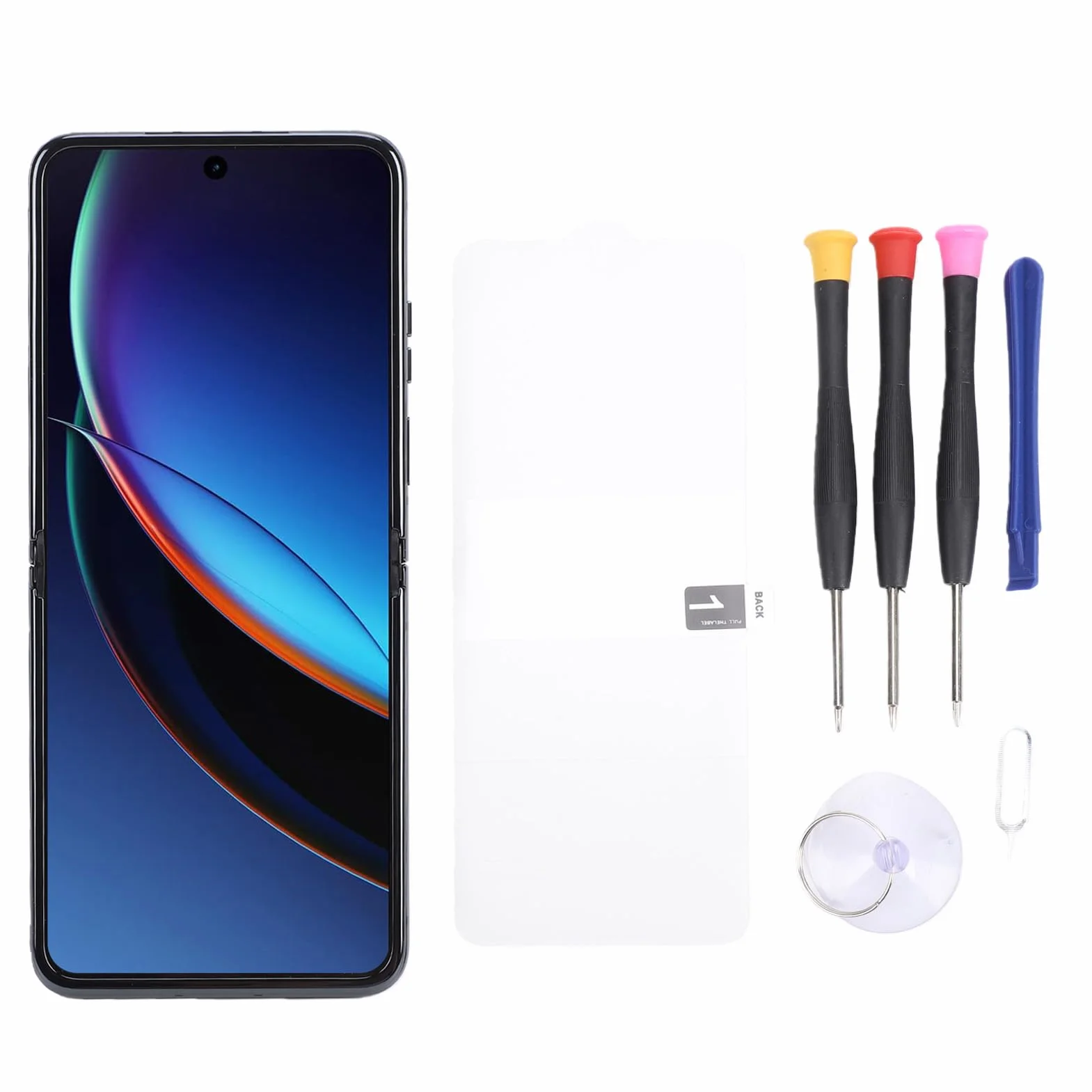 Annadue Wymiana Ekranu LCD z ramką do 2023 Razr+ 40 Ultra, zespół Dotykowego Digitizera 6,9 Cala 3D, Czytnik Linii Papilarnych, Folia Ochronna do Naprawy Telefonu Komórkowego