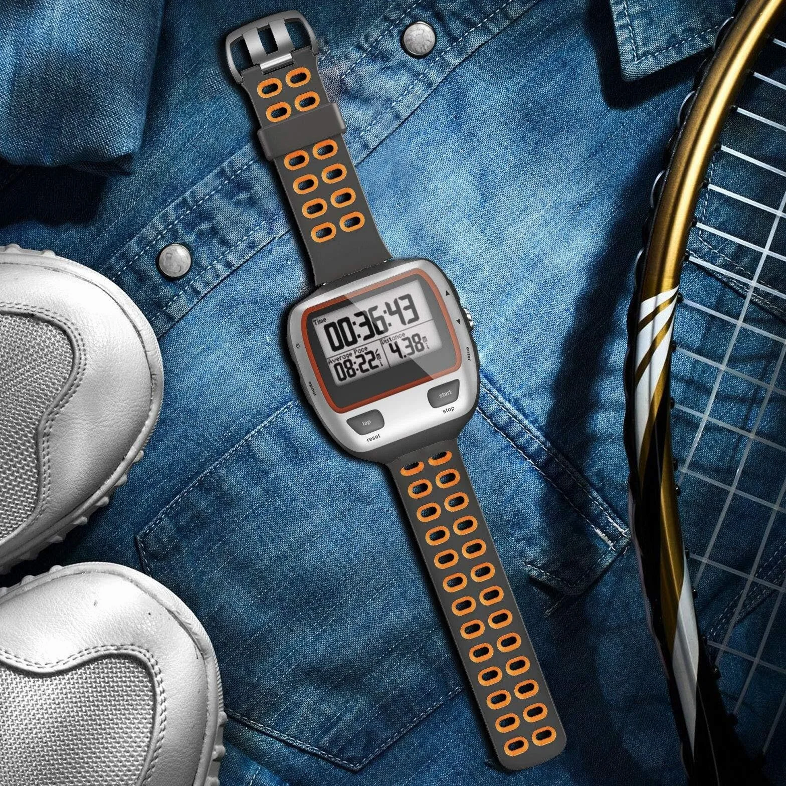 Pasek do zegarka Garmin Forerunner 310XT, miękki silikonowy pasek do zegarka, zamiennik do smartwatcha Forerunner 310XT, szaro-pomarańczowy
