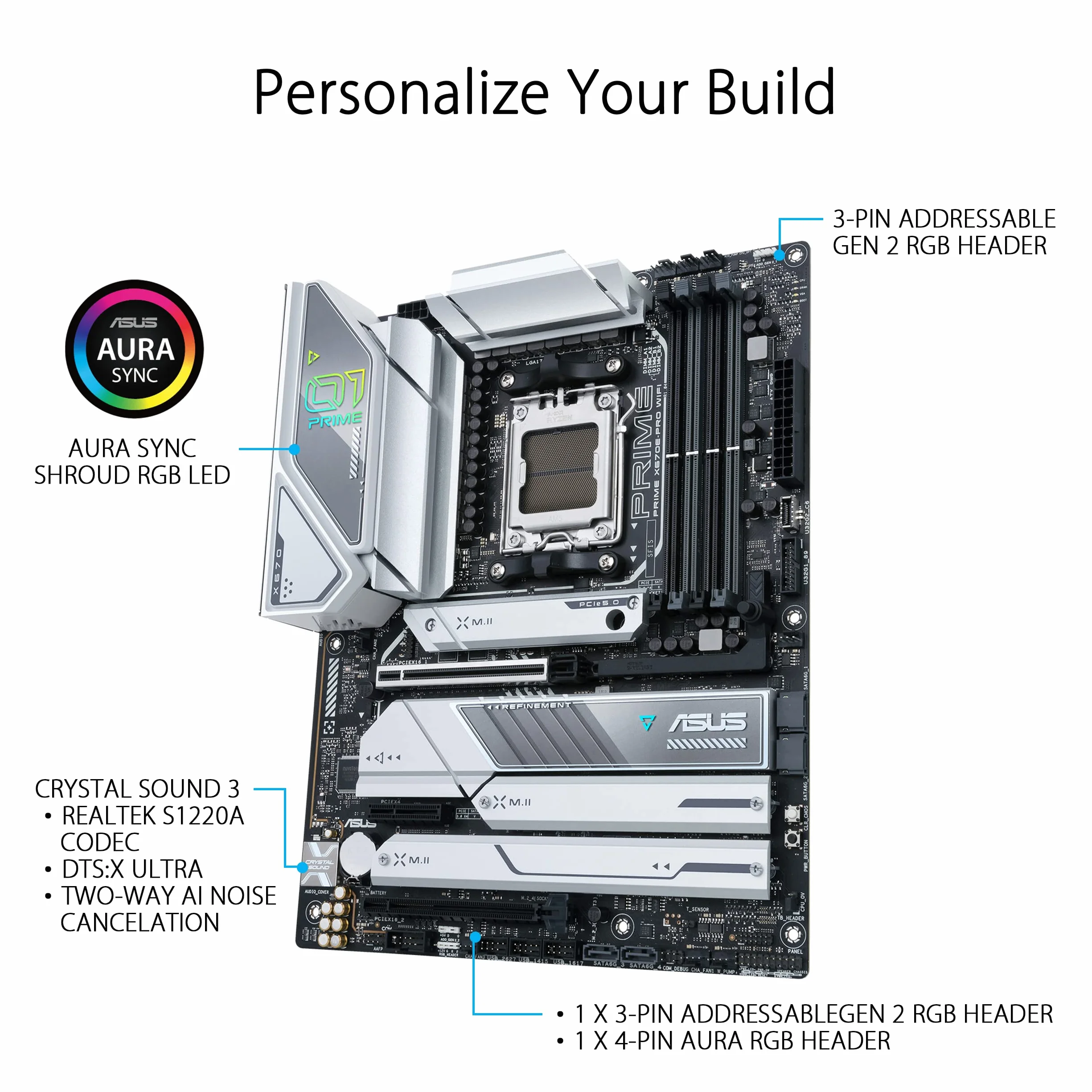 ASUS 90MB1BL0-M0EAY0 PRIME X670E-PRO WiFi płyta główna do gier AMD AM5 (Ryzen 7000, ATX, PCIe 5.0, 4. M.2, pamięć DDR5, USB 3.2 Gen 2 Typ-C, Aura Sync oświetlenie RGB)
