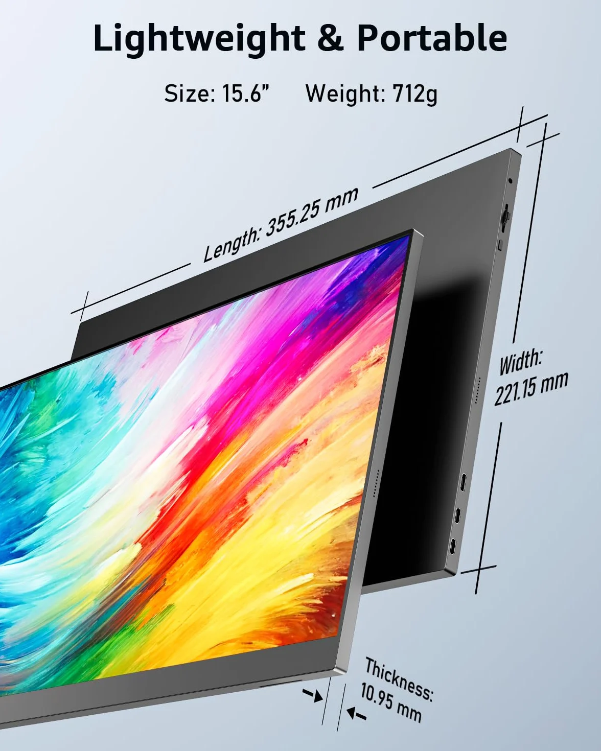 Yodoit Przenośny monitor 39.6 cm 1920 × 1080 FHD, wyświetlacz IPS z podpórką, portem USB typu C i wbudowanymi głośnikami z inteligentną osłoną, kompatybilny z komputerem, laptopem, MacBookiem, Xbox