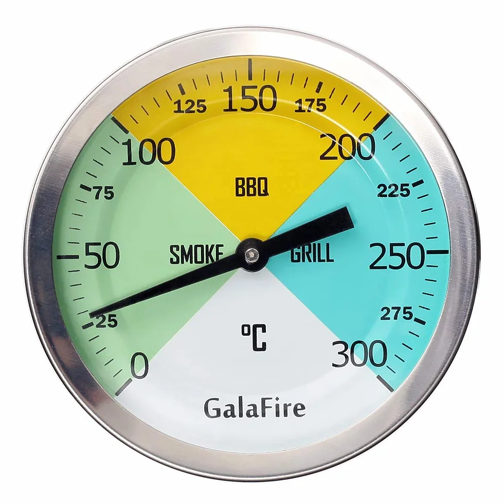 80 mm großes Zifferblatt 300 °C BBQ Grill Thermometer Holz Smoker Temp Gauge mit verlängertem 73 mm Stiel für Grillen Fleisch Kochen