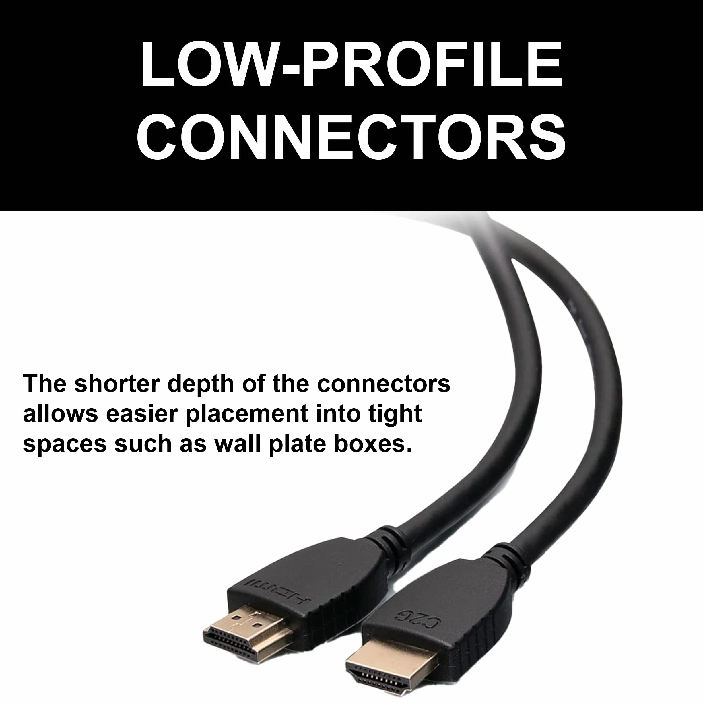C2G Kabel HDMI, 4K, kabel HDMI o wysokiej prędkości, Ethernet, 60 Hz, 1,6 stopy (0,5 metra), czarny, przewody to Go 42500