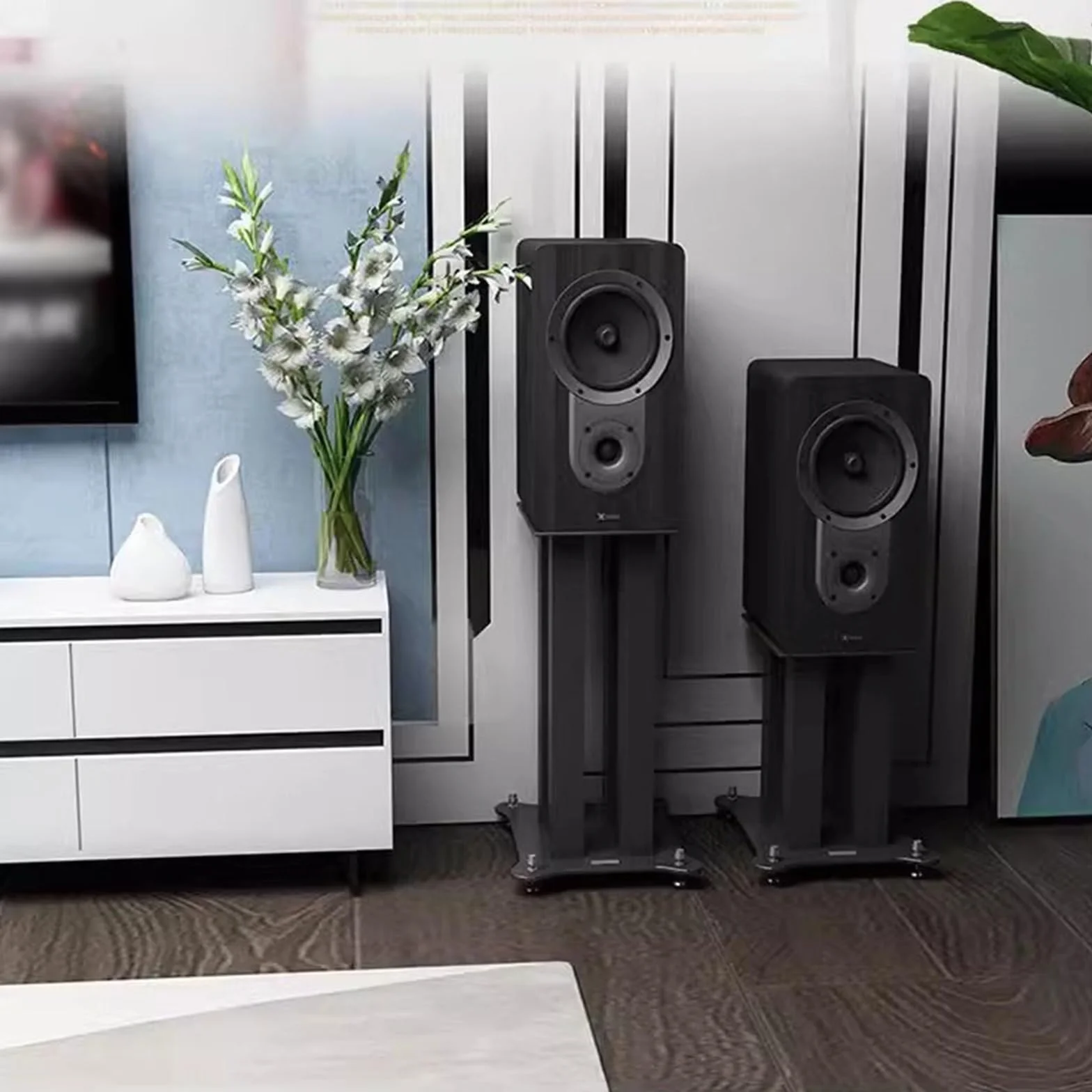 Stojak na głośnik Całkowicie metalowy stojak głośnikowy wspornik audio półka na książki stacjonarny kino domowe żelazny podłogowy surround(20CM)
