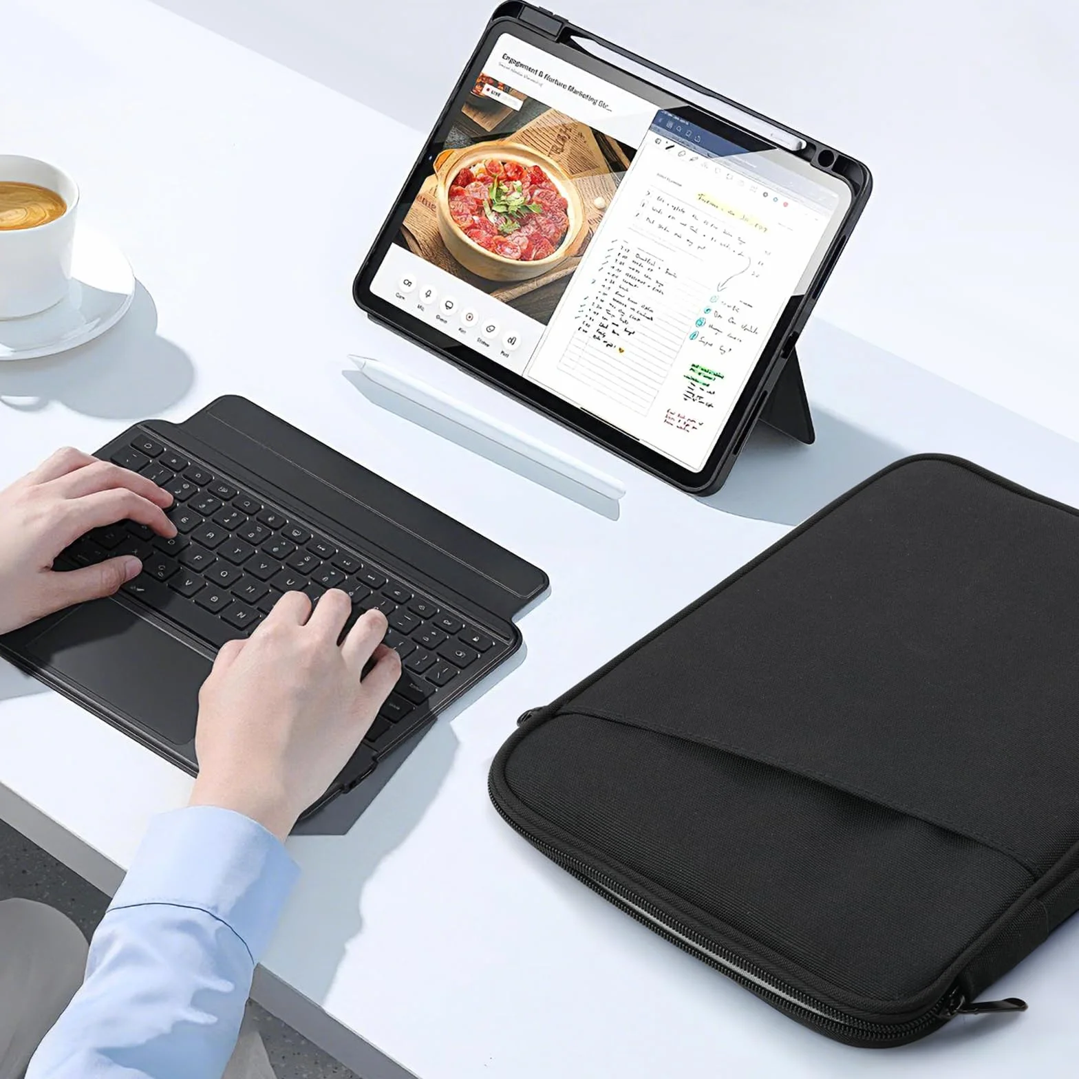 TiMOVO 9-11" Tablet Sleeve for iPad 11-inch A16 2025, iPad 10th Gen. 10.9"/10.2"/ Air 11/5th/4th Gen. 10.9", Galaxy Tab A9 Plus 11", Protective Bag with Pockets, Black