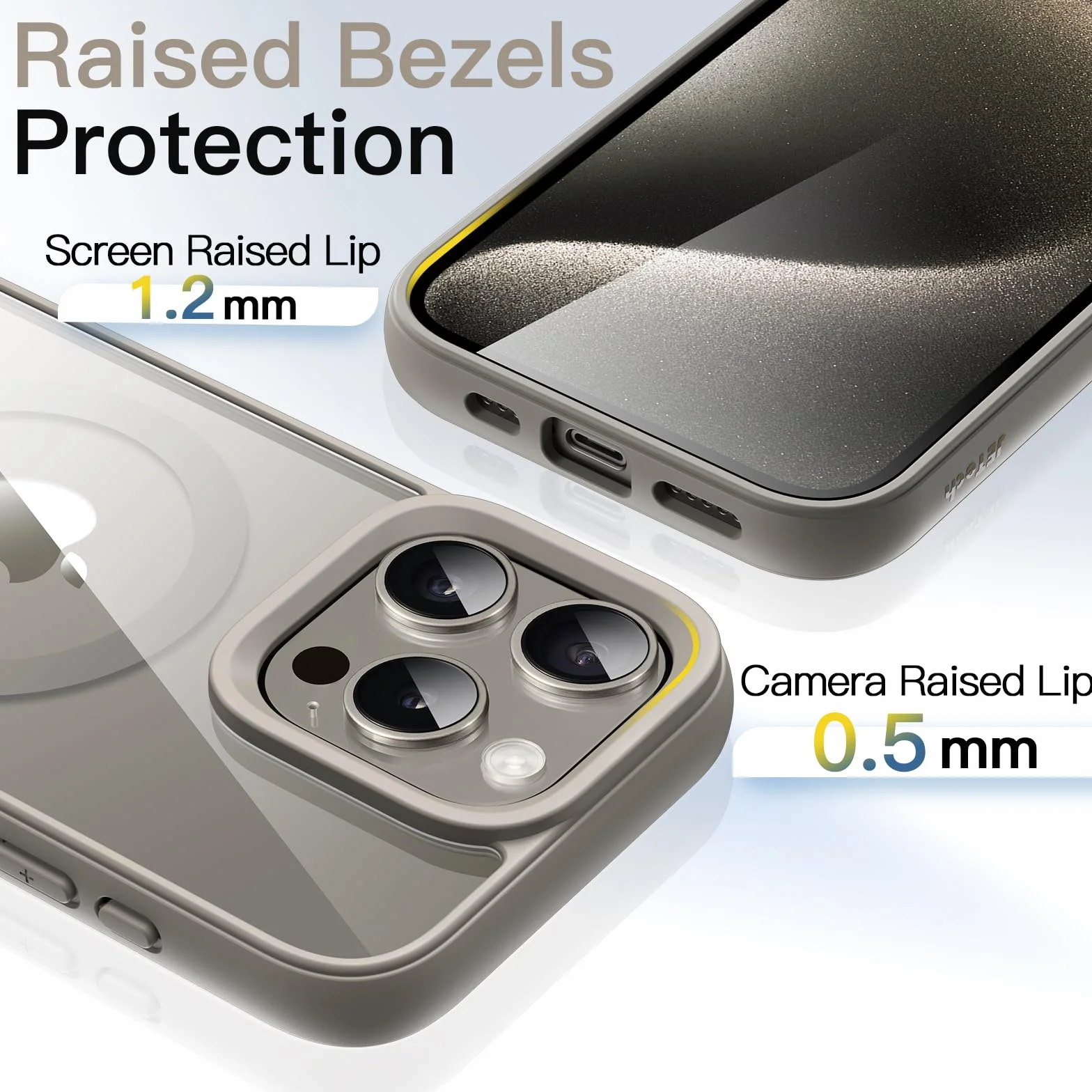 JETech Magnetyczne Etui dla iPhone 15 Pro 6,1 Cala Kompatybilne z MagSafe, Odporny na Wstrząsy Osłona, Jednokolorowa Matowe TPU Ramka, Odporny na Zarysowania Przejaśniać Tył (Tytan Naturalny)