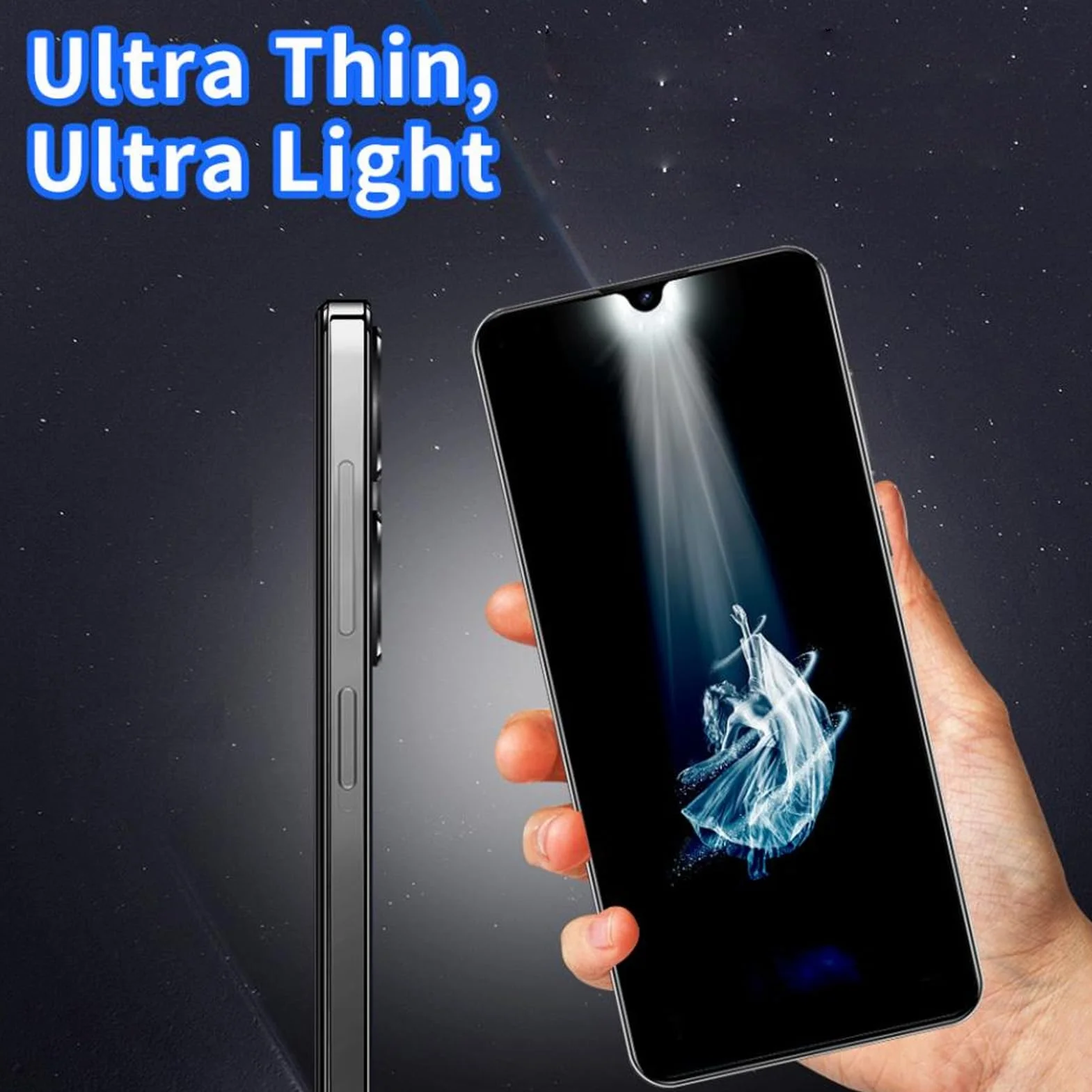 C20 Pro Smart Phone, 6,49 Cala Ekran HD 8 GB RAM 64 GB ROM MT6580A CPU 24MP Tylna Kamera 8000 MAh Bateria z Rozpoznawaniem Twarzy, na 12 (WHITE)