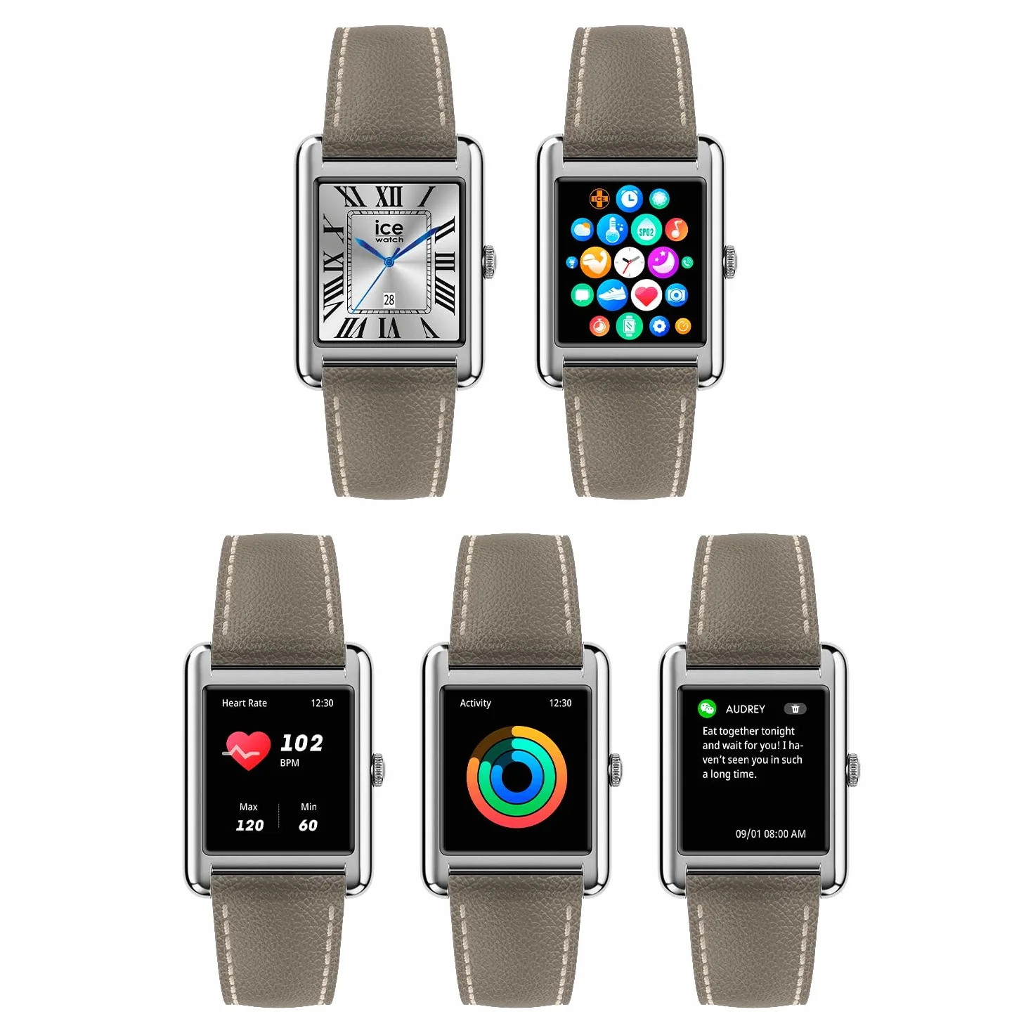 Ice-Watch - ICE smart TKS 2.0 Silver Grey grain - Srebrny smartwatch dla kobiet z skórzanym paskiem - 025621 (1,41 cala / 32 mm) - Smartwatch, monitorowanie aktywności fizycznej i zdrowia