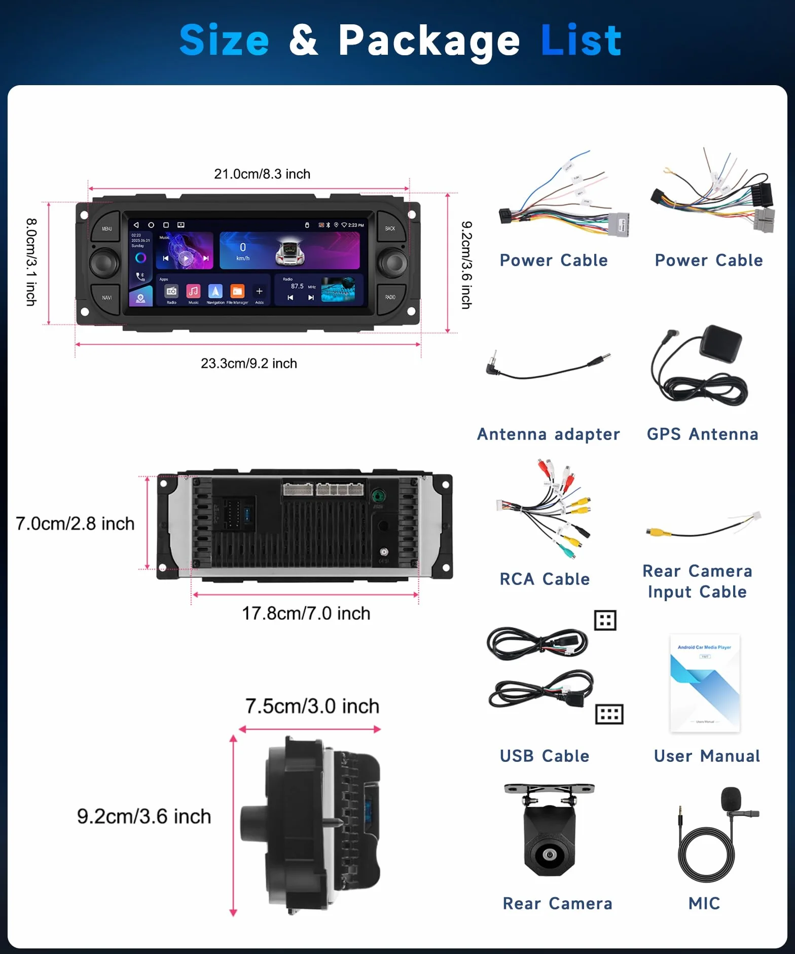 VECHTEL 4+64G Autoradio Android 15 dla Jeep Grand Cherokee Wrangler/Chrysler Grand Voyager 300M PT Cruiser/Dodge RAM 1500 2500, 6,86'' Ekran z Carplay Android Auto GPS Wi-Fi Bluetooth FM RDS Kamera