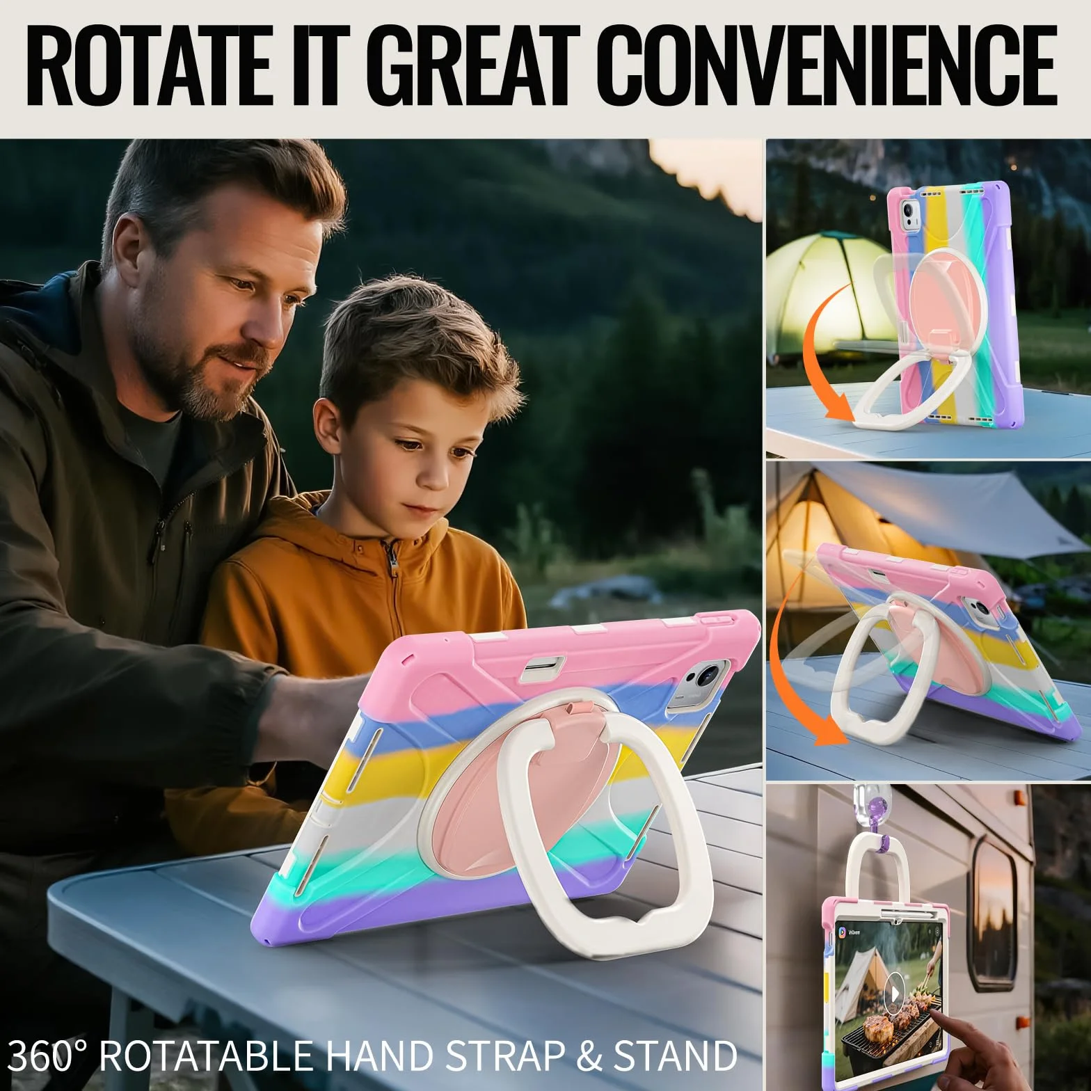 Wytrzymałe etui ochronne kompatybilne z Xiaomi Pad 7 Ultra 35.6 cm 2025, odporna na wstrząsy obudowa klasy wojskowej z obrotowym stojakiem o 360° i wbudowaną osłoną ekranu (C Pink)