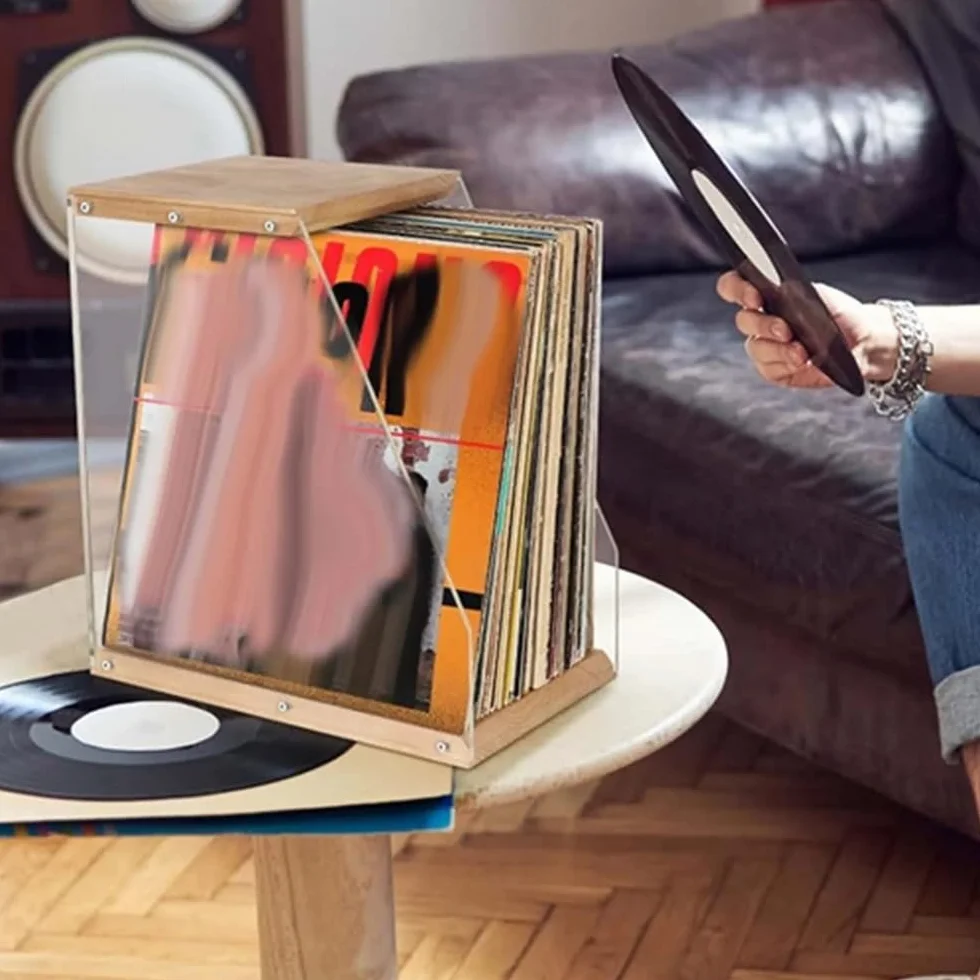 Uchwyt na płyty CD Etui do przechowywania płyt CD z litego drewna, stojak na płyty, dekoracja biurka, do książek, magazynów, domu, sypialni, miłośników muzyki
