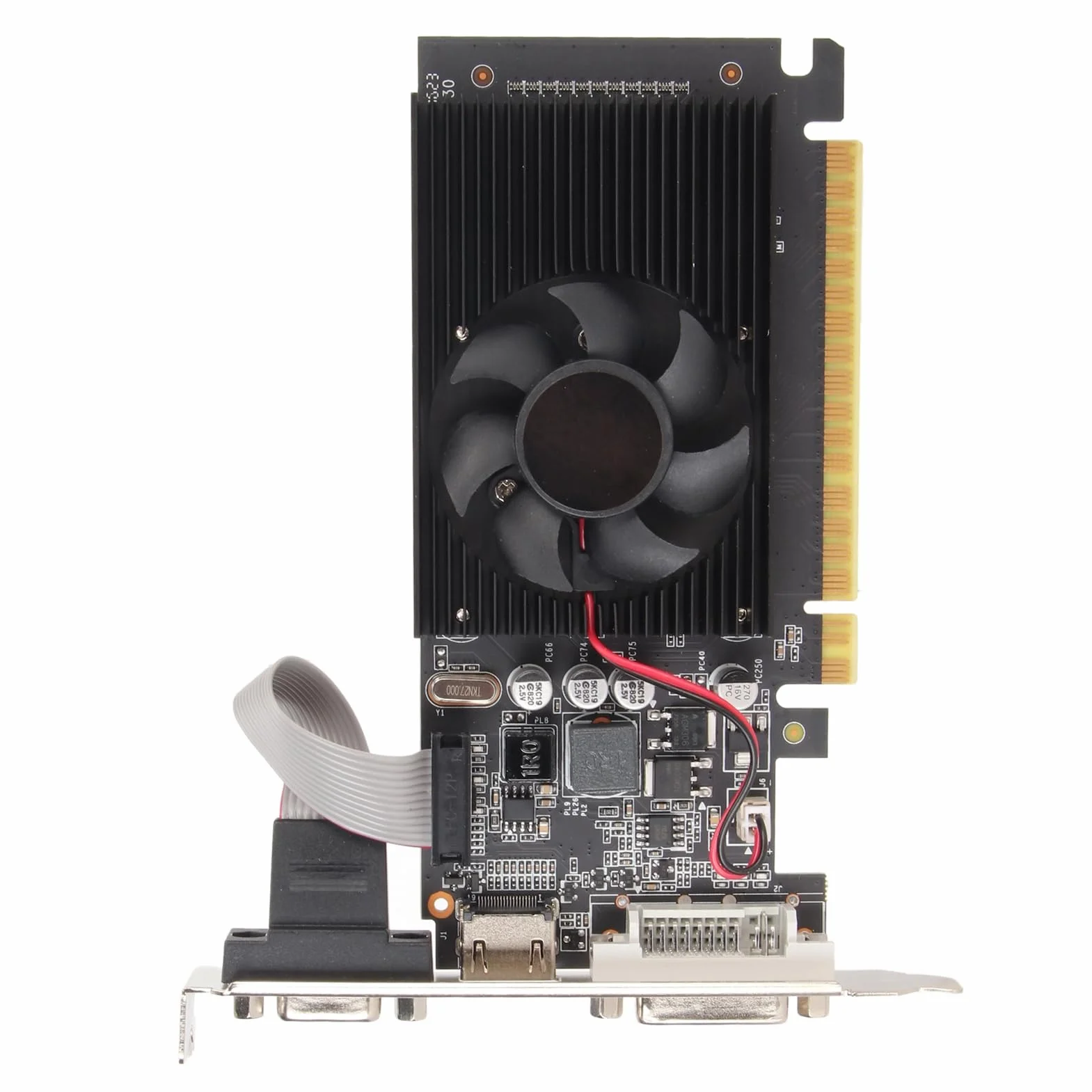 Karta Graficzna GT610 2 GB, 64-bitowa Karta Graficzna DDR3 PCI Express X16 z Wyjściem DVI VGA i Cichym Wentylatorem Chłodzącym do Komputera Stacjonarnego