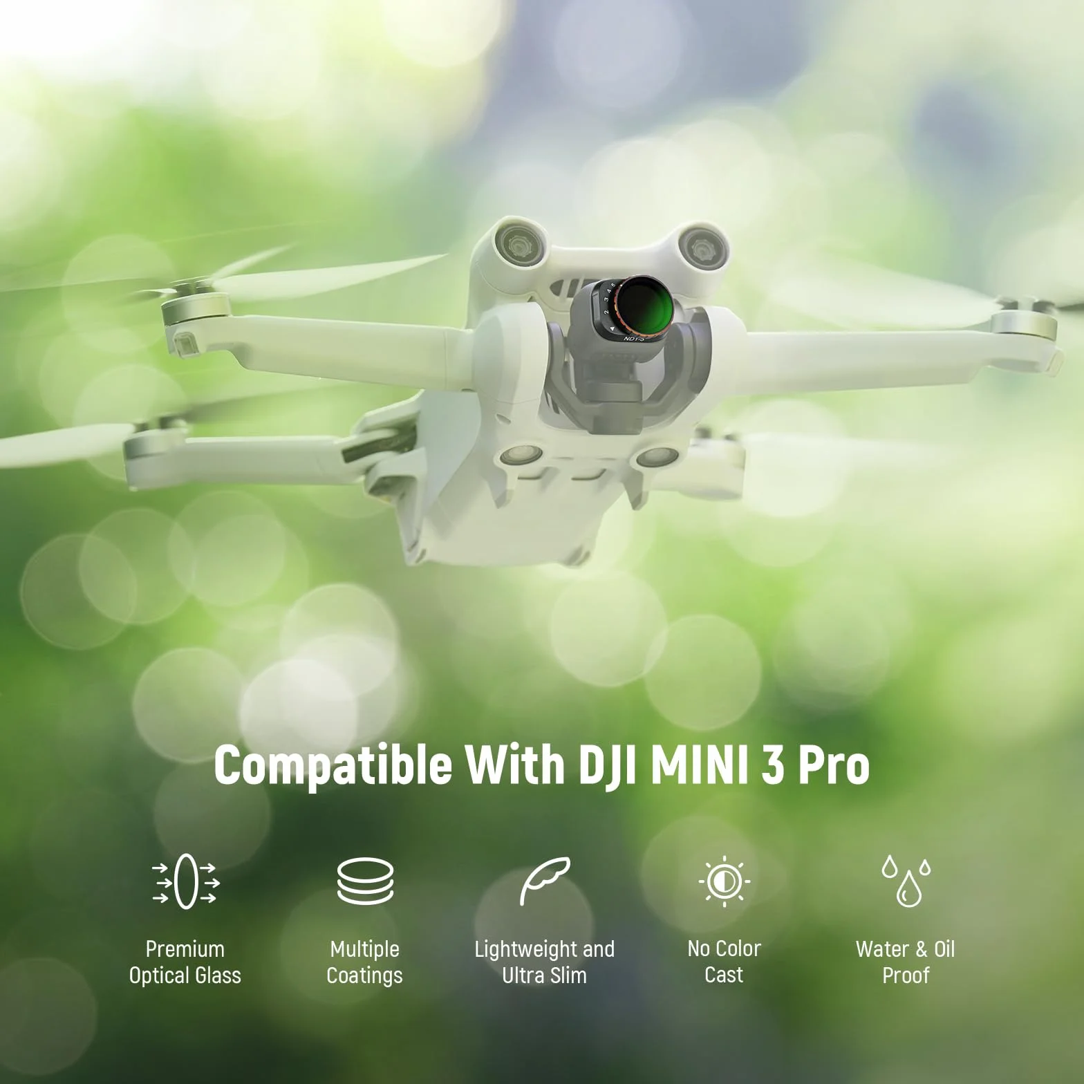 NEEWER Zestaw zmiennych filtrów ND kompatybilny z DJI Mini 3 Pro, ND2-32 (1-5 stop) + ND64-512 (6-9 stop) ze szkła optycznego HD, wielowarstwowe akcesoria do aparatów fotograficznych i wideo