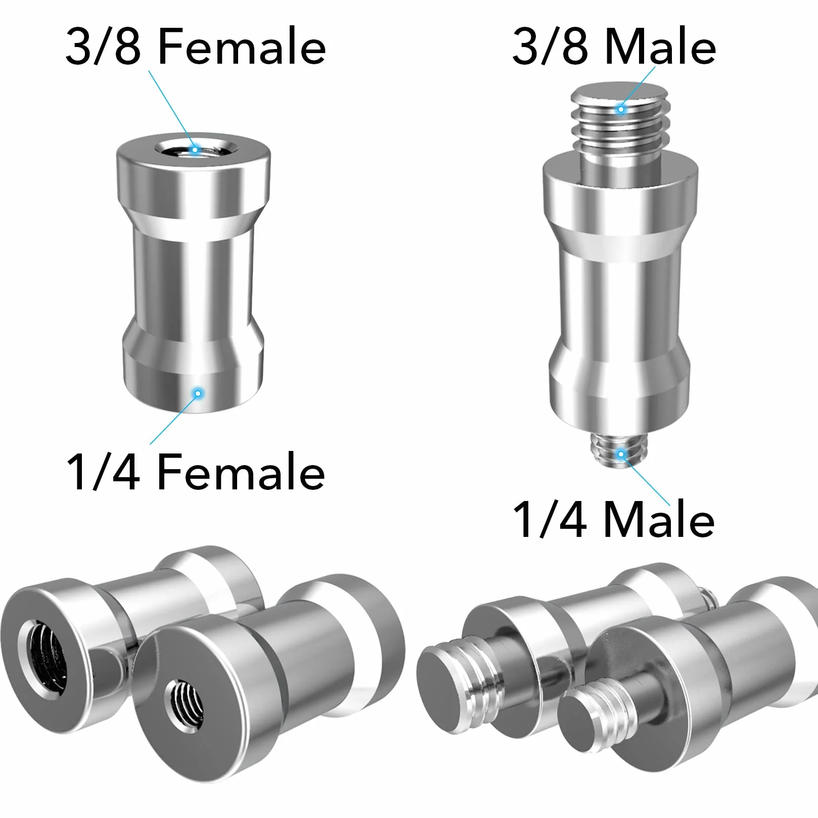 22 Sztuki Śrub Do Aparatu 1/4" Na 3/8" Adapter Statywu Głowicy Kulowej