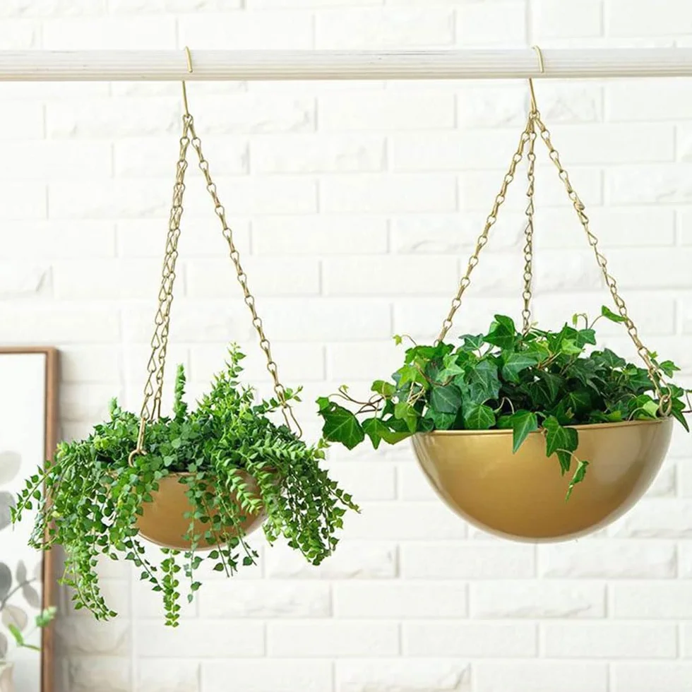 10 metalowych wiszących łańcuchów do kosza, 25 cm, do zawieszenia, z zatrzaskami i haczykami w kształcie litery S, złote, do wiszących doniczek, karmników dla ptaków, latarni, dzwonków