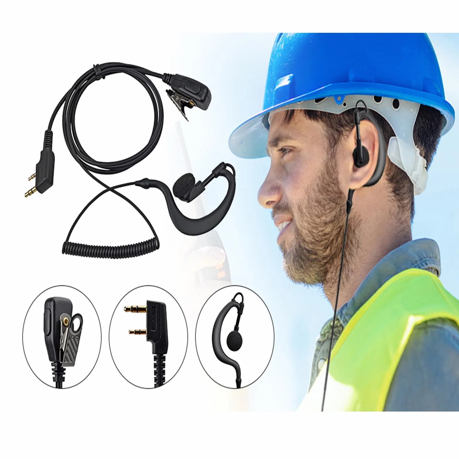 Walkie Talkie Słuchawka z mikrofonem Kompatybilna z Baofeng UV5R 888S UV-82HP Kenwood 2 Way Radio dla ochroniarzy na zewnątrz (Kształt G, 10)