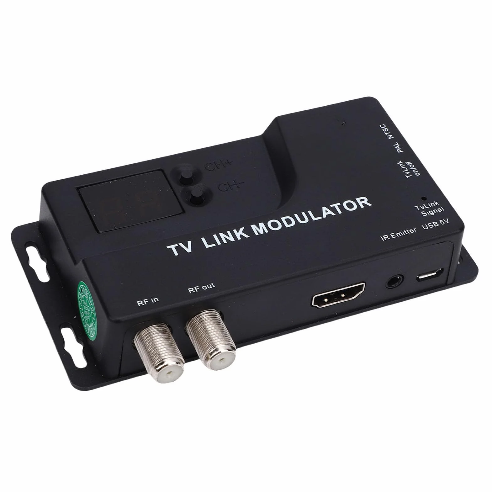 ciciglow Modulator RF, Modulator HDMI na RF z 471,25 MHz na 885,25 MHz, Konwerter Koncentryczny 1080P HD Obsługujący Format NTSC PAL dla Konsoli do Gier Telewizyjnych