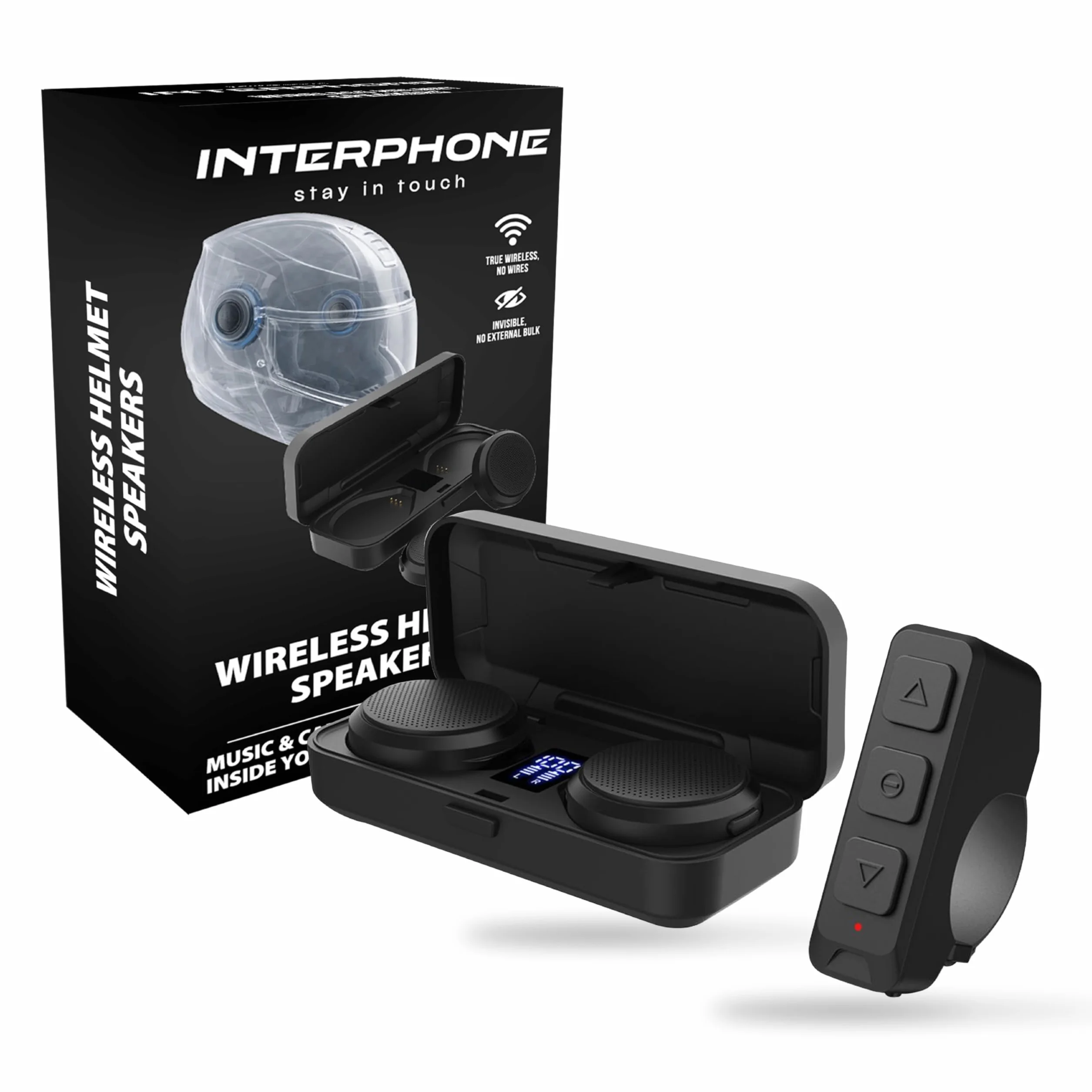 INTERPHONE ZERO True Wireless słuchawki douszne do skuterów i sportów zimowych, Bluetooth 5.3, wbudowany mikrofon bezprzewodowy, pilot zdalnego sterowania, zasięg do 6,5 h