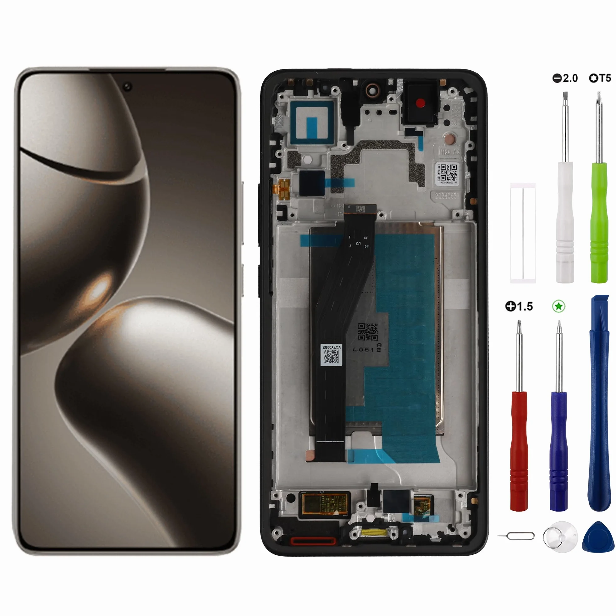 Amoled wyświetlacz LCD kompatybilny z Xiaomi 14T (czarny z ramką), części zamienne z bezpłatnymi narzędziami