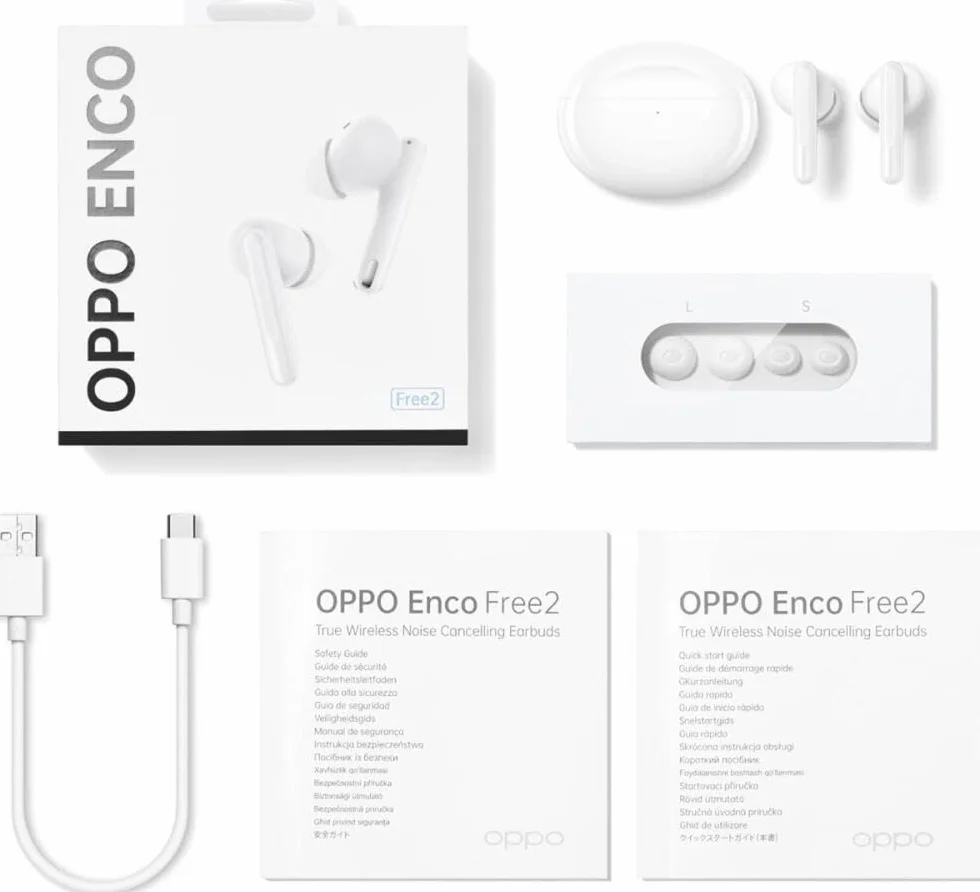 OPPO Enco Free2 True bezprzewodowe słuchawki douszne z redukcją szumów, białe, W52WHITE