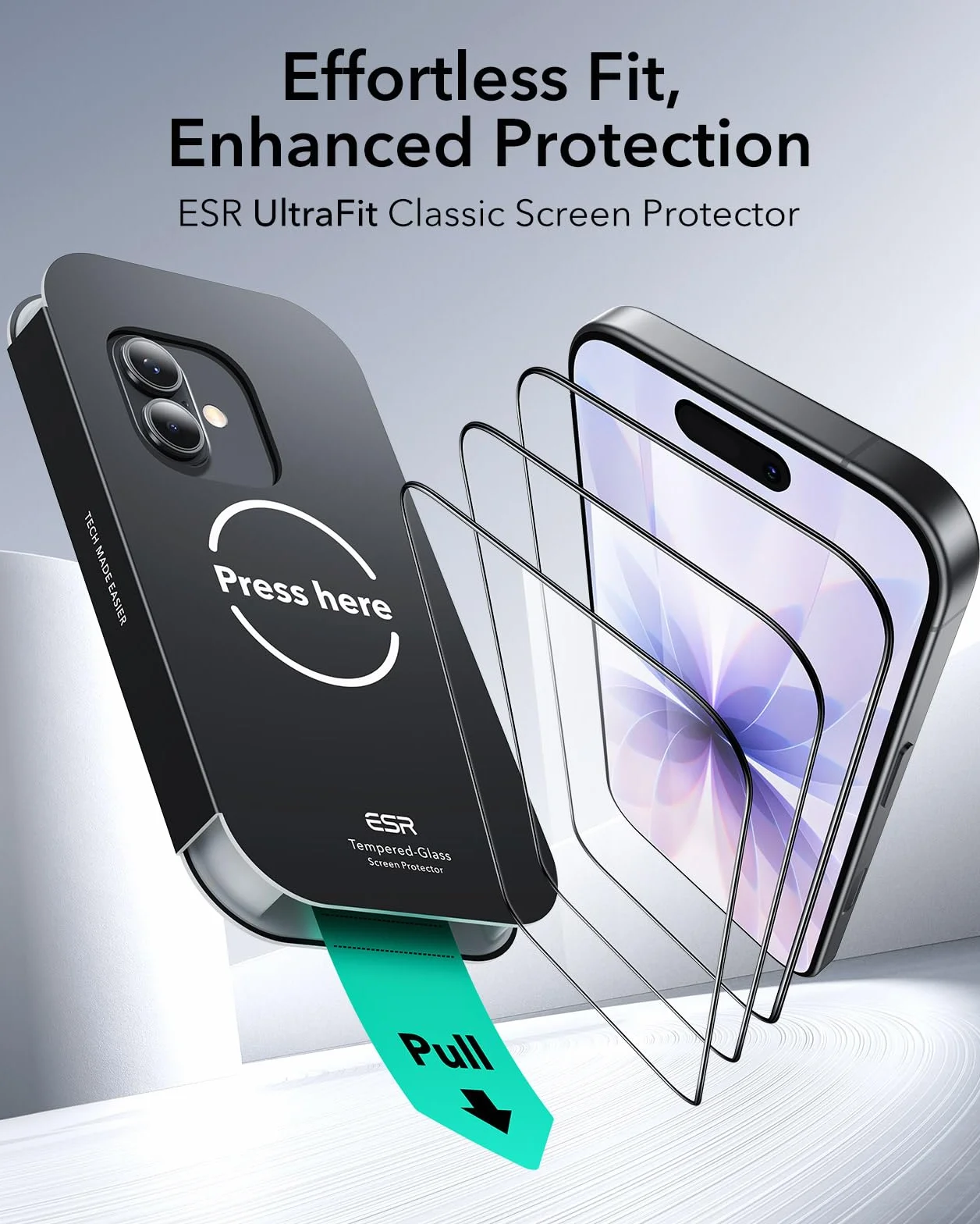 ESR szkło pancerne do iPhone 17 i iPhone 16 Pro 3 sztuki twardość 9H UltraFit