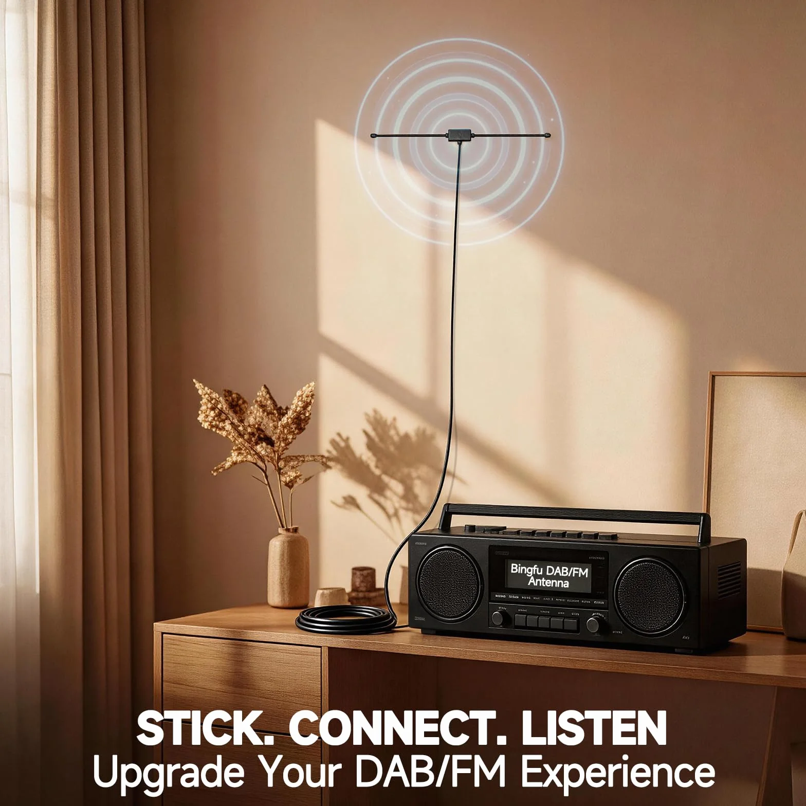 Bingfu Antena radiowa DAB FM podwójna 3 m do Pioneer Onkyo Marantz Bose