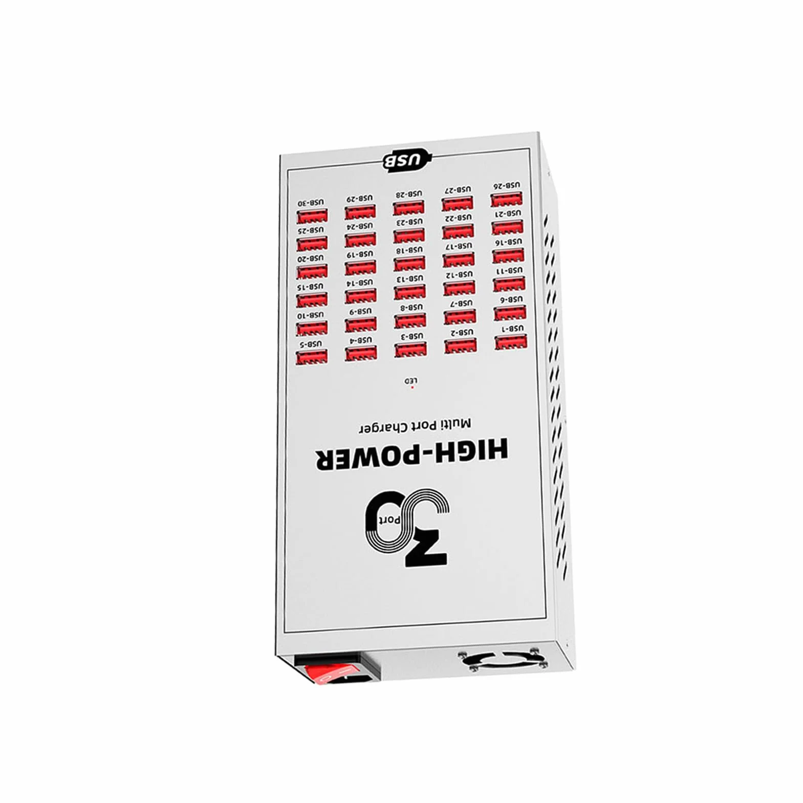 Fabater Stacja ładująca USB z 30 Portami, Szybkie ładowanie, do Wielu urządzeń, Metalowa Obudowa, Inteligentna Dystrybucja dla Domu, Biura, Szkoły (Wtyczka UE 250 V)
