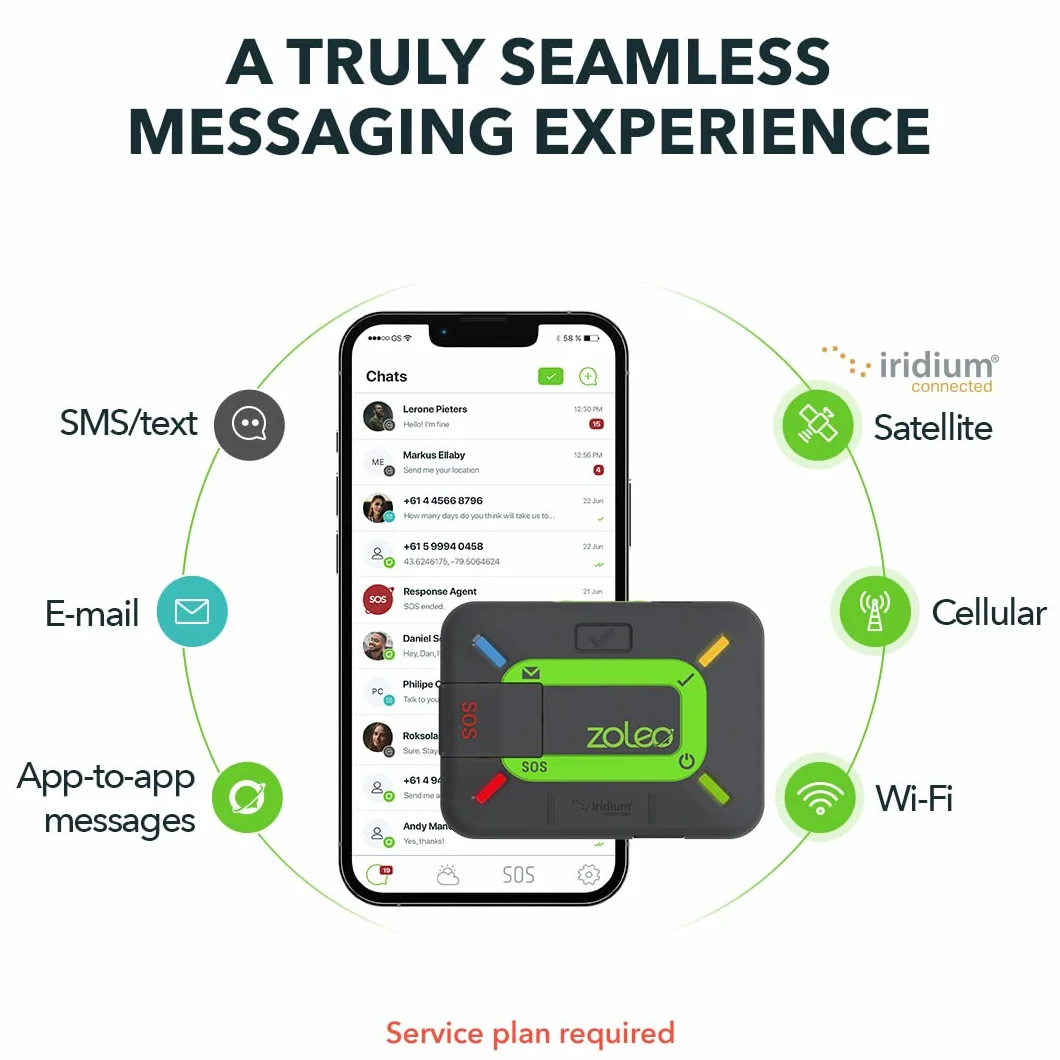 ZOLEO Dwukierunkowy komunikator satelitarny – globalne wiadomości SMS i e-mail, alarmowanie SOS alarmowe, odprawa i lokalizacja GPS - akcesoria do smartfona z systemem Android i iOS