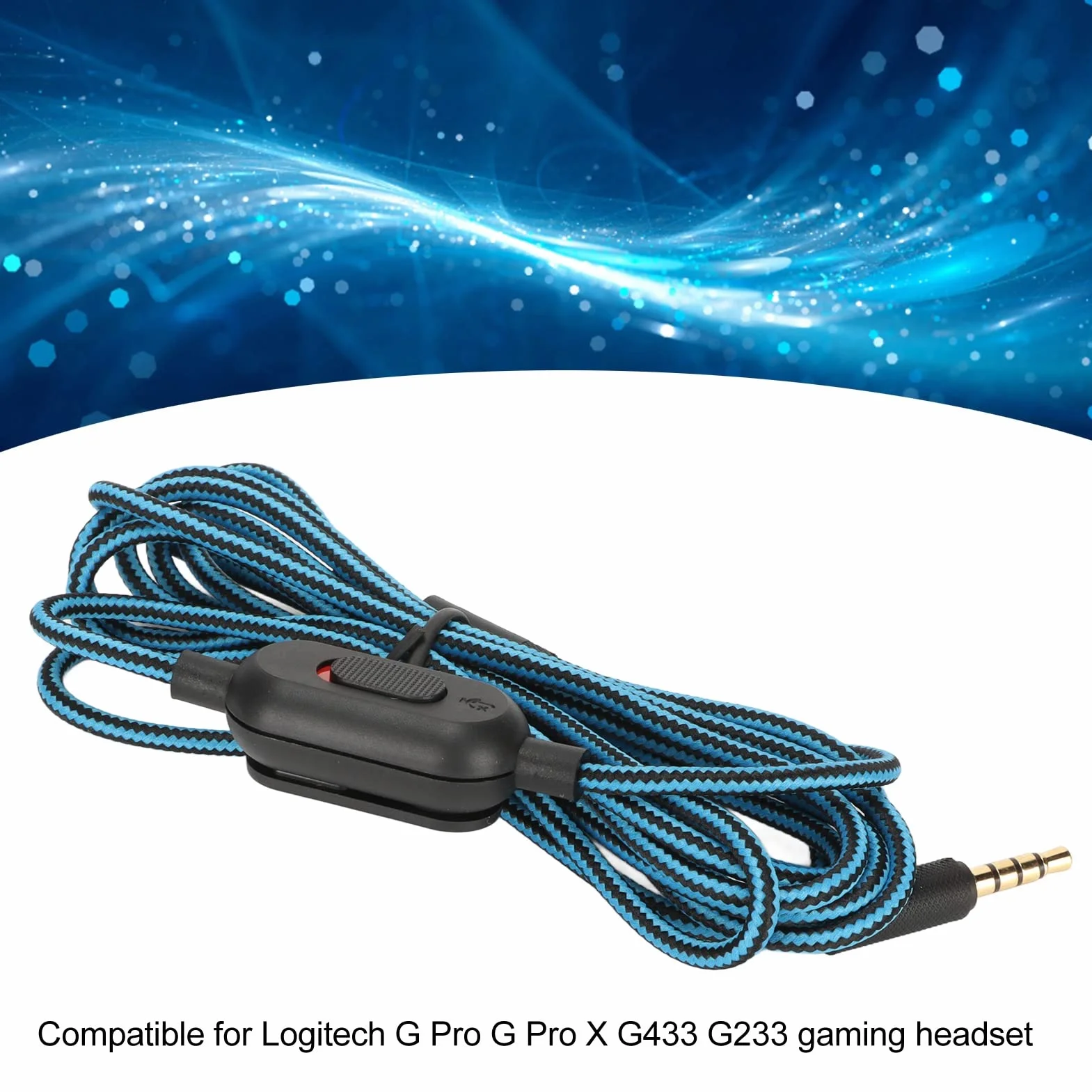 Ejoyous Kabel do słuchawek zamiennych do słuchawek gamingowych, tkany kabel do słuchawek z regulacją głośności i wyłącznikiem wyciszającym do G Pro G Pro X G433 (niebieski)