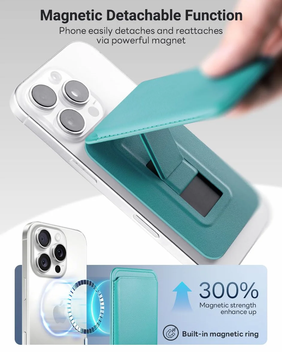 OCASE Portfel magnetyczny MagSafe do iPhone 16/15/14/13/12, etui na karty ze skóry